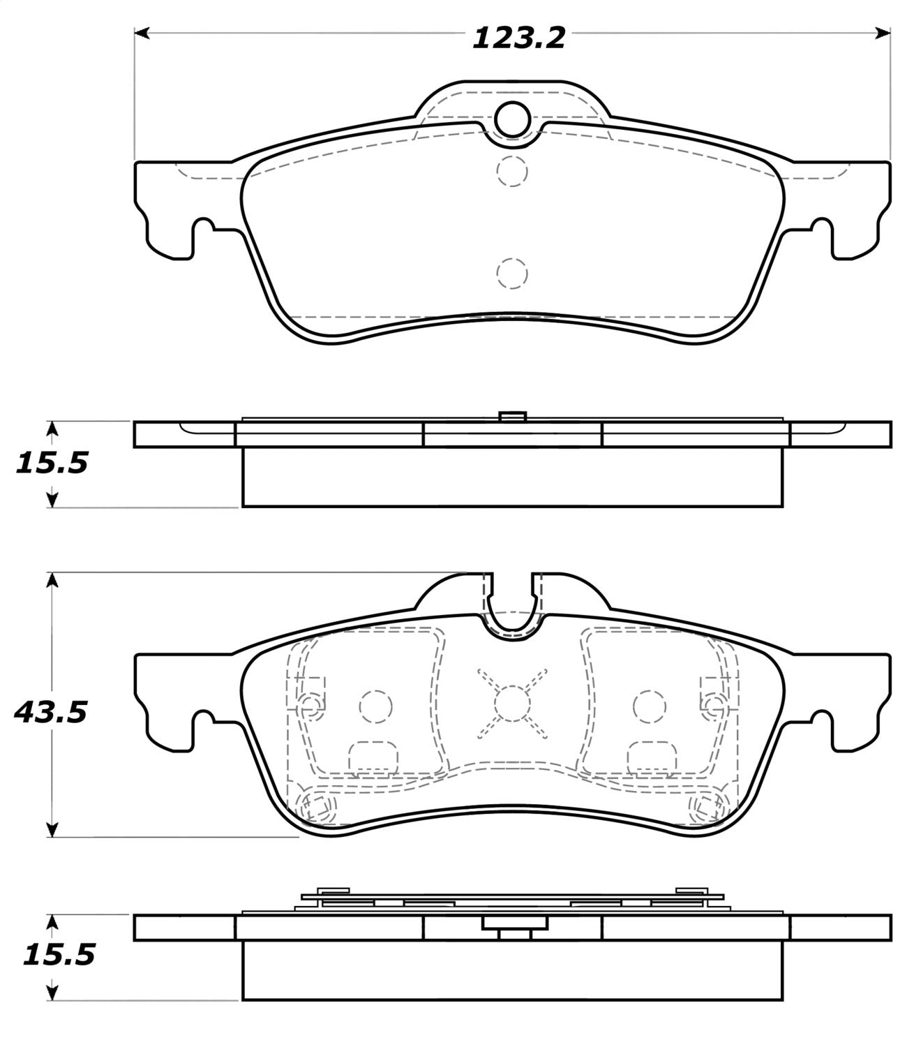 Rear StopTech 308.10600 Brake Pads with Shims and Hardware