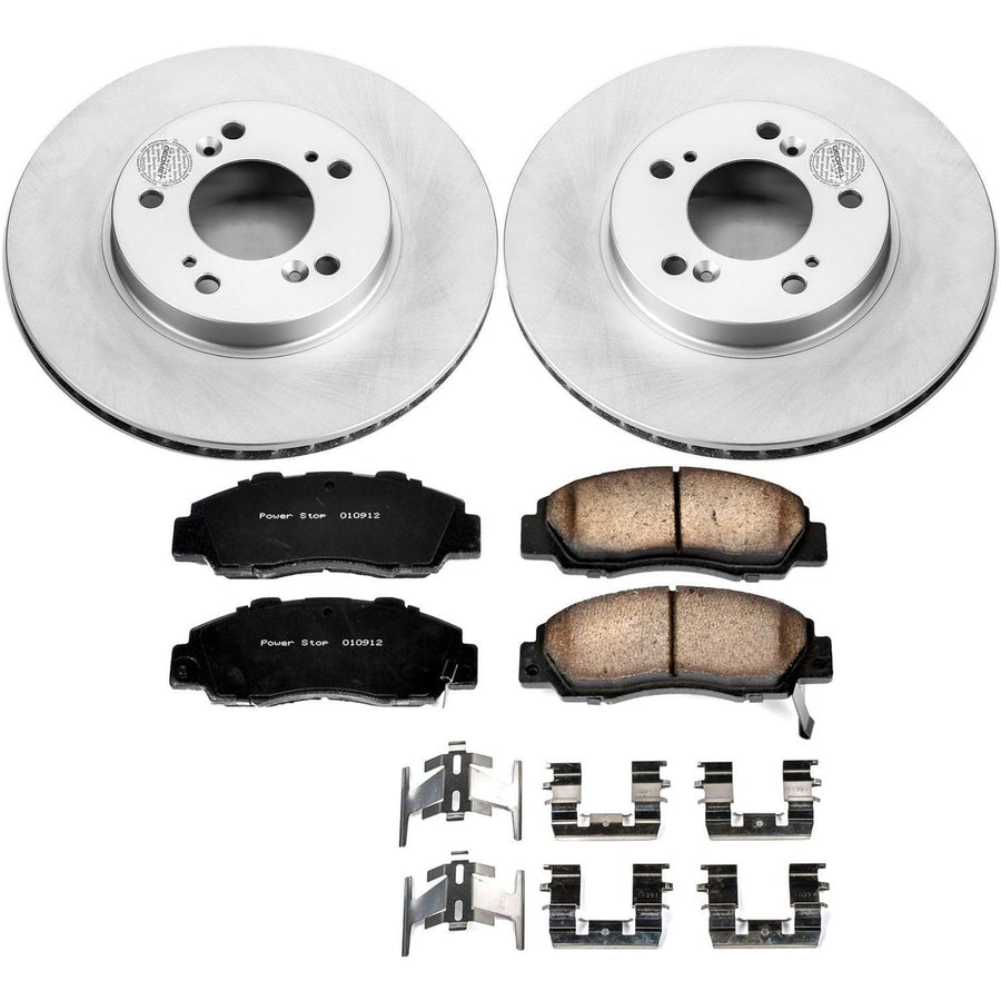 Power Stop Coated Brake Rotor and Ceramic Brake Pads CRK704- Front For Acura Integra, Acura Legend, Acura RL, Acura TL, Honda CR-V, Honda Odyssey, Honda Prelude, Isuzu Oasis [Model Specific]
