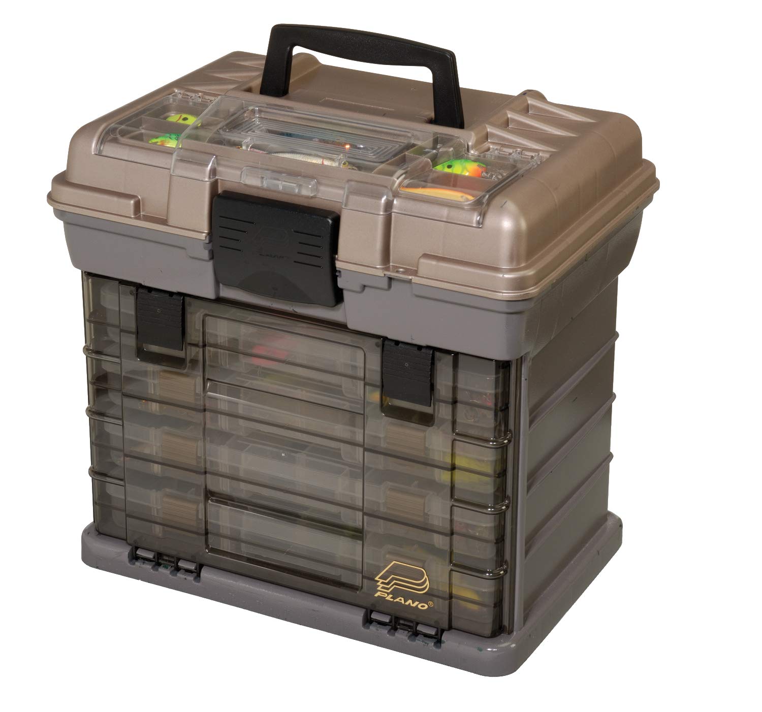 4-By Plano Guide Series StowAway Rack System Tackle Box, Holds 4 3700 Utility Tackle Boxes, Quick-Access Top Storage with DuraView Lid, Durable Construction, Flexible, Adaptable Fishing Box
