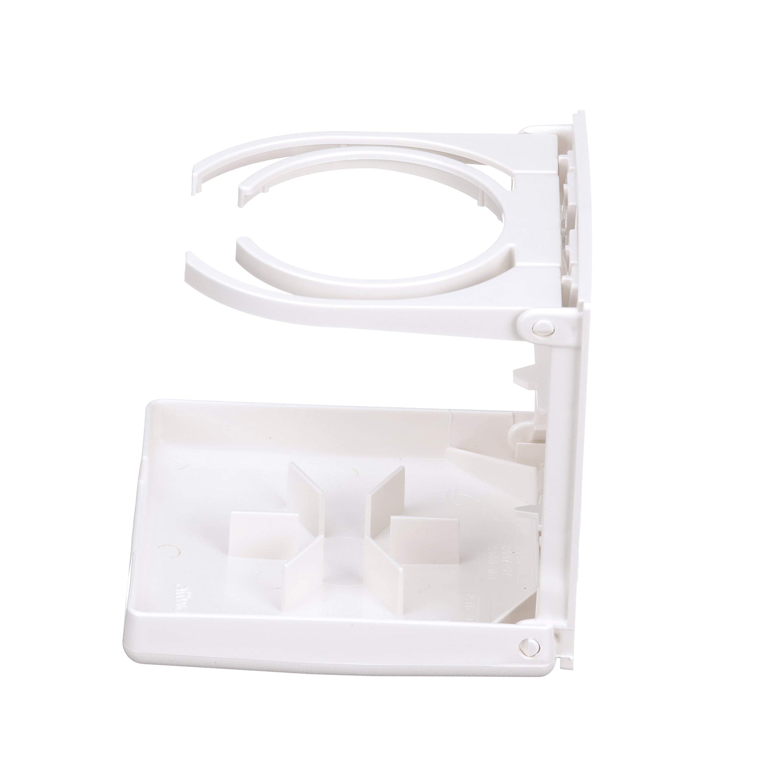 Dual-Ring Attwood 2449-7 Fold-Up Drink Holder, Polycarbonate, 4 5/8-Inch H x 4 9/16-Inch W, 4 ¾-Inch D, White