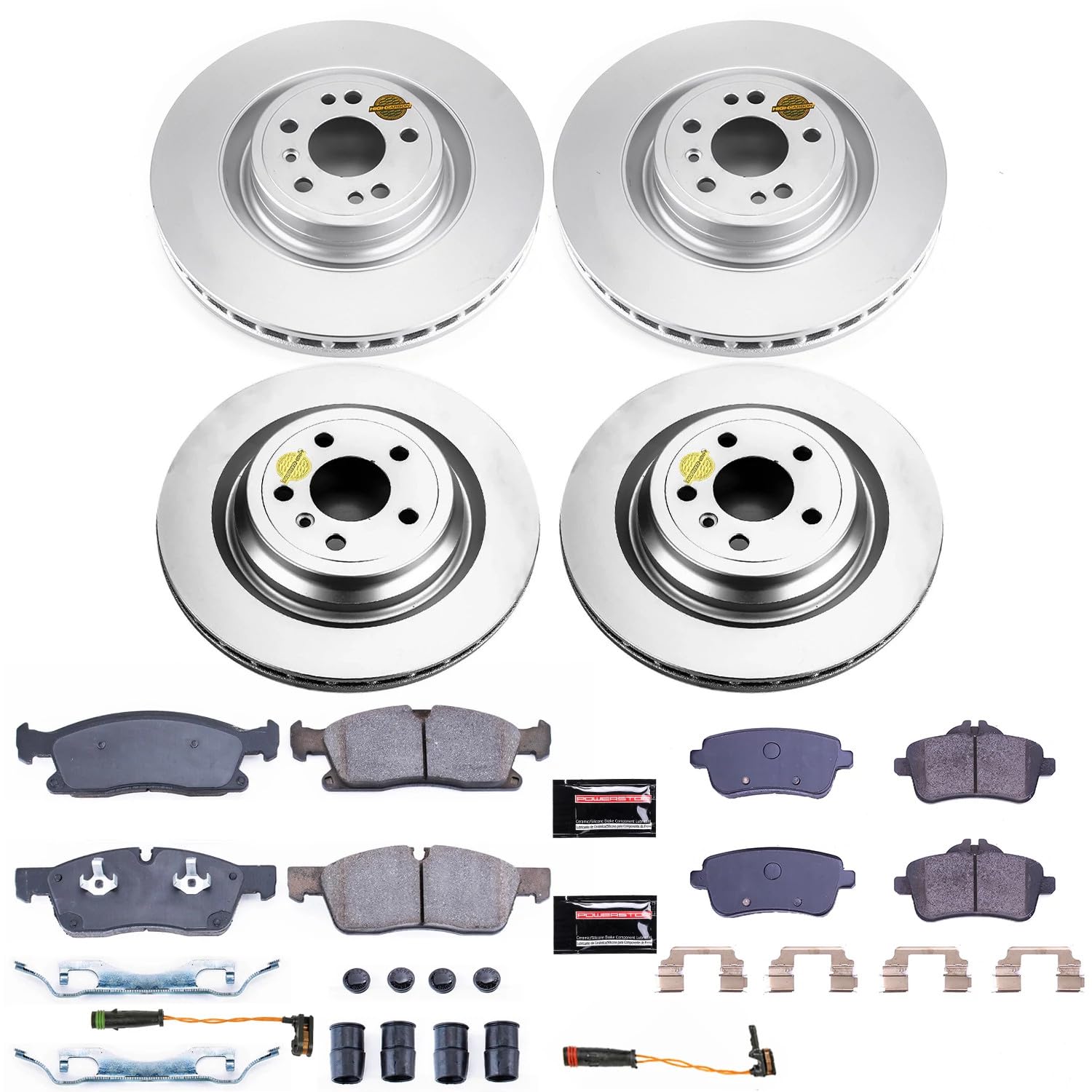 Power Stop Z23 Front and Rear Coated Rotor Kit-Coated Brake Rotors & Carbon Ceramic Brake Pads CRK6882
