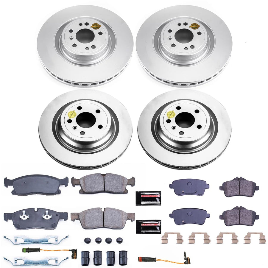 Power Stop Z23 Front and Rear Coated Rotor Kit-Coated Brake Rotors & Carbon Ceramic Brake Pads CRK6882