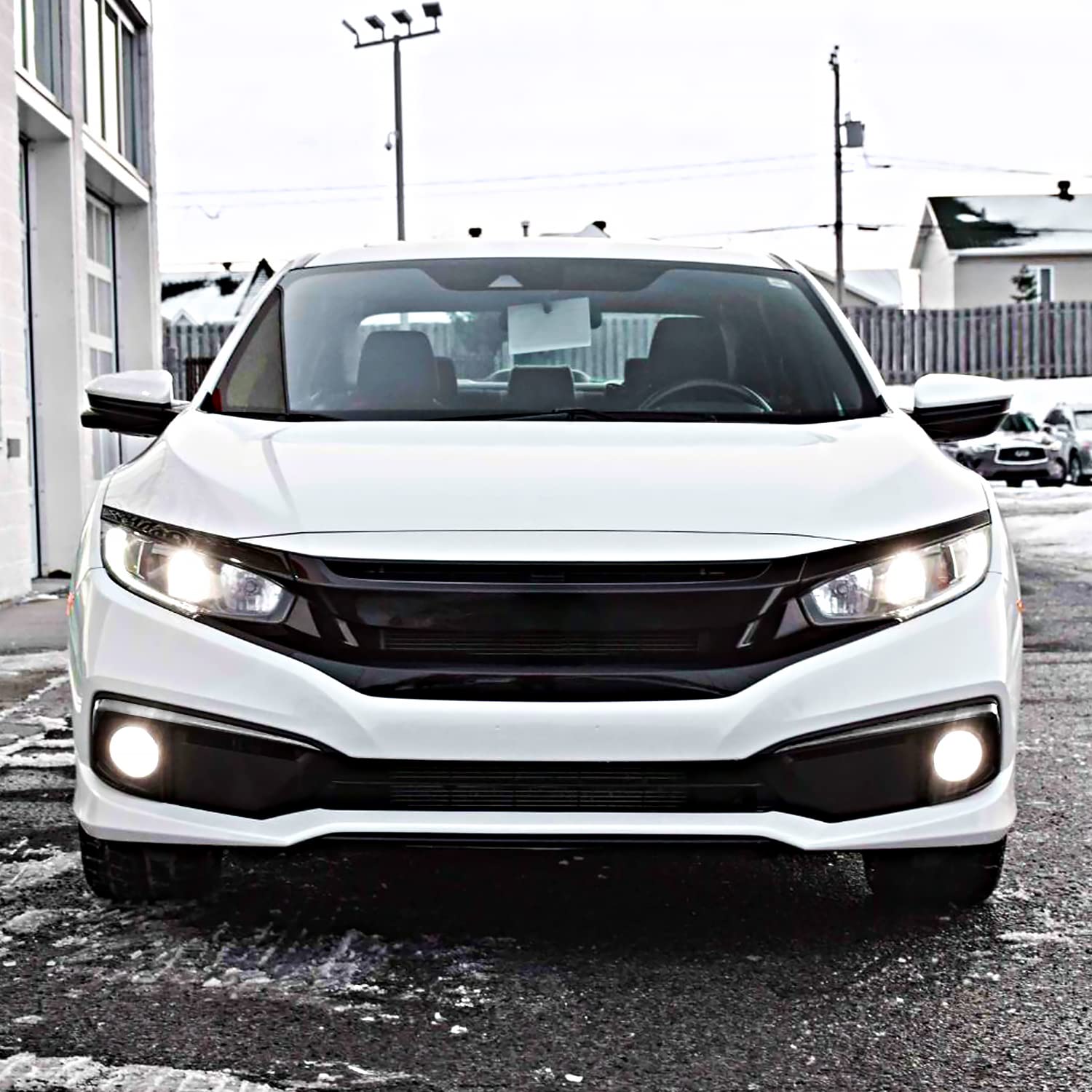 Fog Lights Spec-D Tuning Front Bumper Lamp Bezel Cover w/Switch Compatible with Honda Civic 2019-2020
