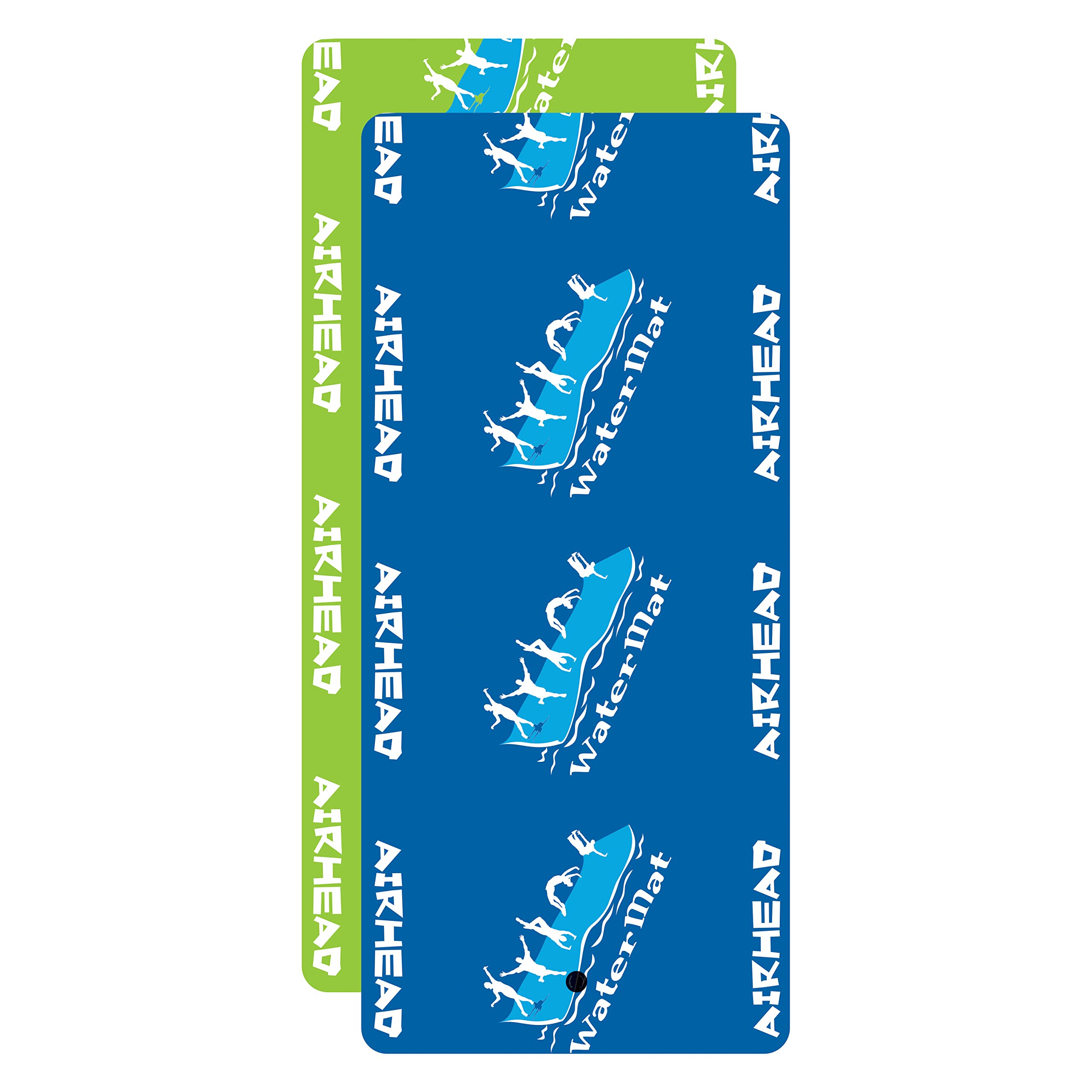 WATERMAT ROLL 'N GO Airhead 1 – Floating Water Mat – Ultimate Portable Oasis – Diamond Finish for Comfort and Durability, Green / Blue
