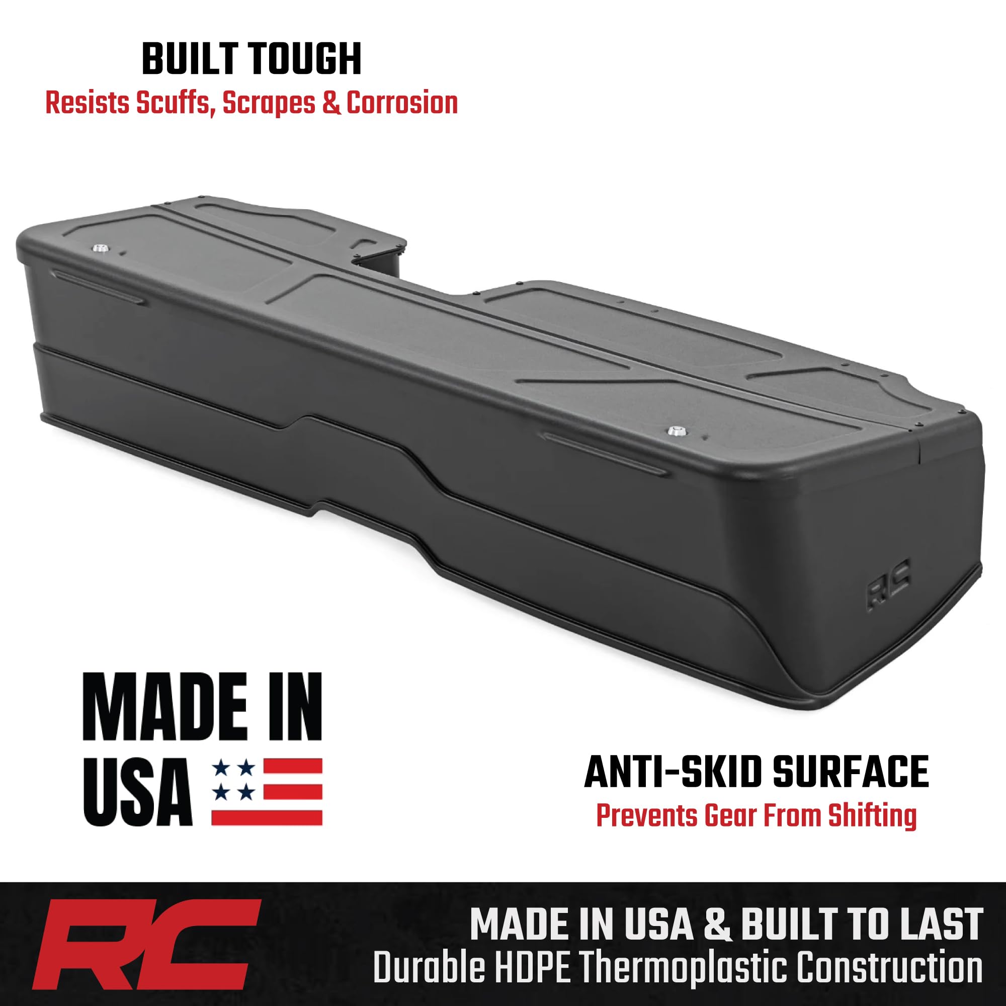 Rough Country Under Seat Lockable Storage for Chevy Silverado & GMC Sierra 1500/2500HD/3500HD Crew Cab (2019-2026 & Refresh) - Custom-Fit Rear Seat Organizer Tray