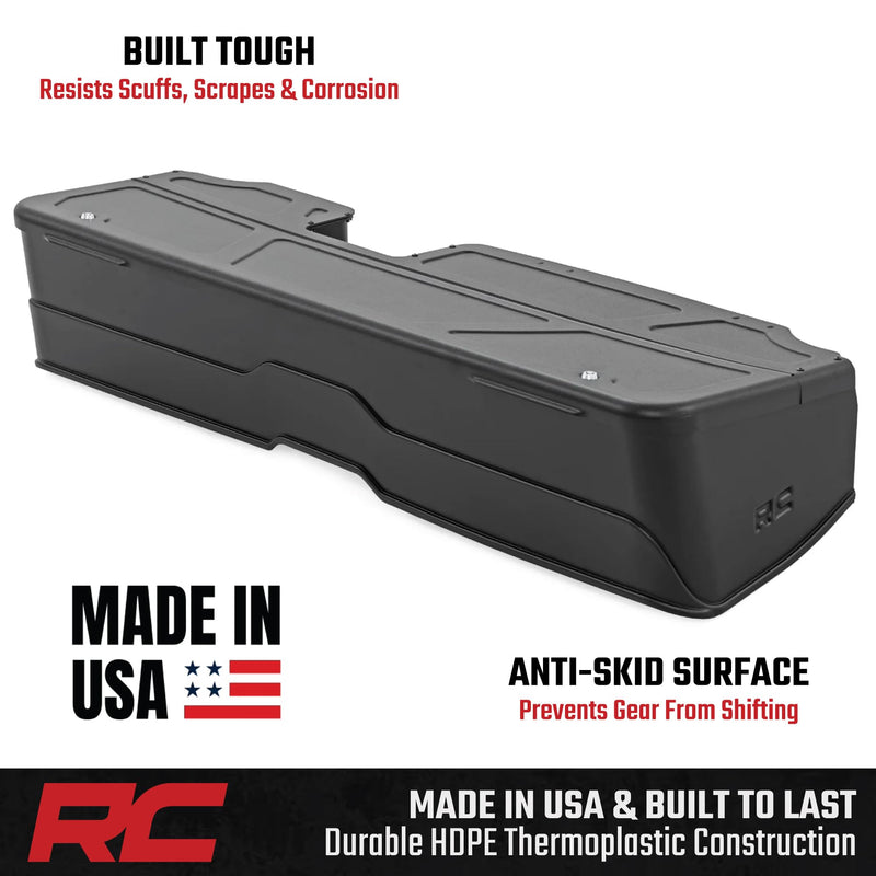 Rough Country Under Seat Lockable Storage for Chevy Silverado & GMC Sierra 1500/2500HD/3500HD Crew Cab (2019-2026 & Refresh) - Custom-Fit Rear Seat Organizer Tray