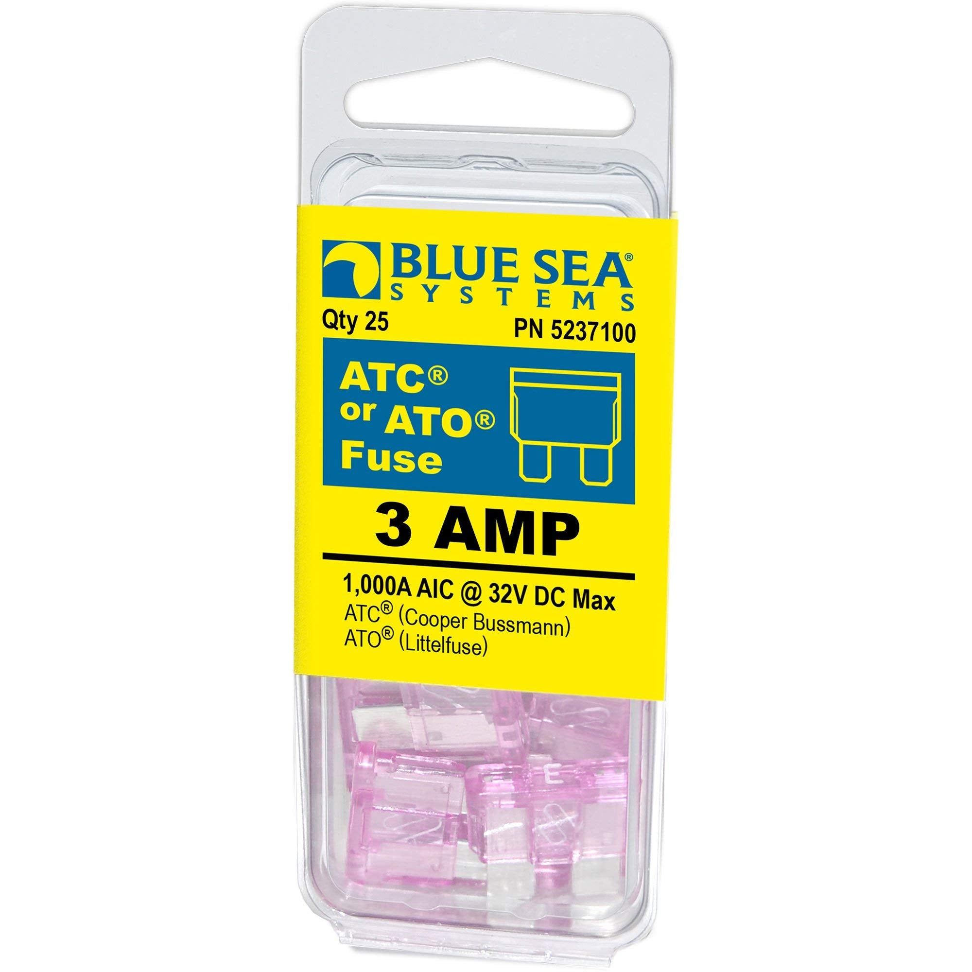 3A Blue Sea Systems ATO/ATC Fuse, 25 Pack