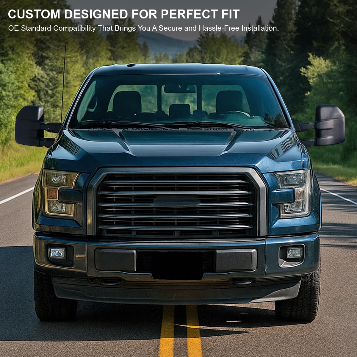 Spec-D Tuning Manual Extendable Black Tow Towing Mirrors Compatible with 2015-2020 Ford F150 Left + Right Pair