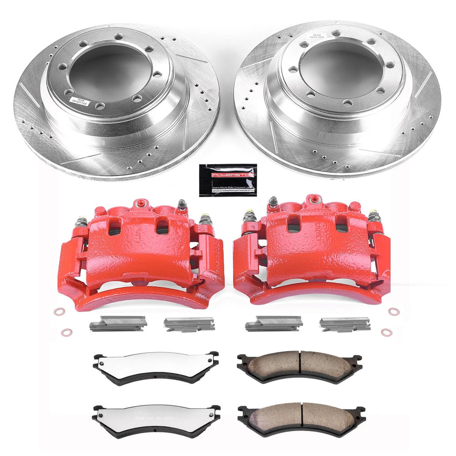 Power Stop Z36 KC5204-36 Truck & Tow Rear Brake Caliper Kit- Brake Rotors, Brake Pads, Brake Calipers For E-350 Club Wagon, E-350 Econoline Club Wagon, E-350 Super Duty, F-150 [Model Specific]
