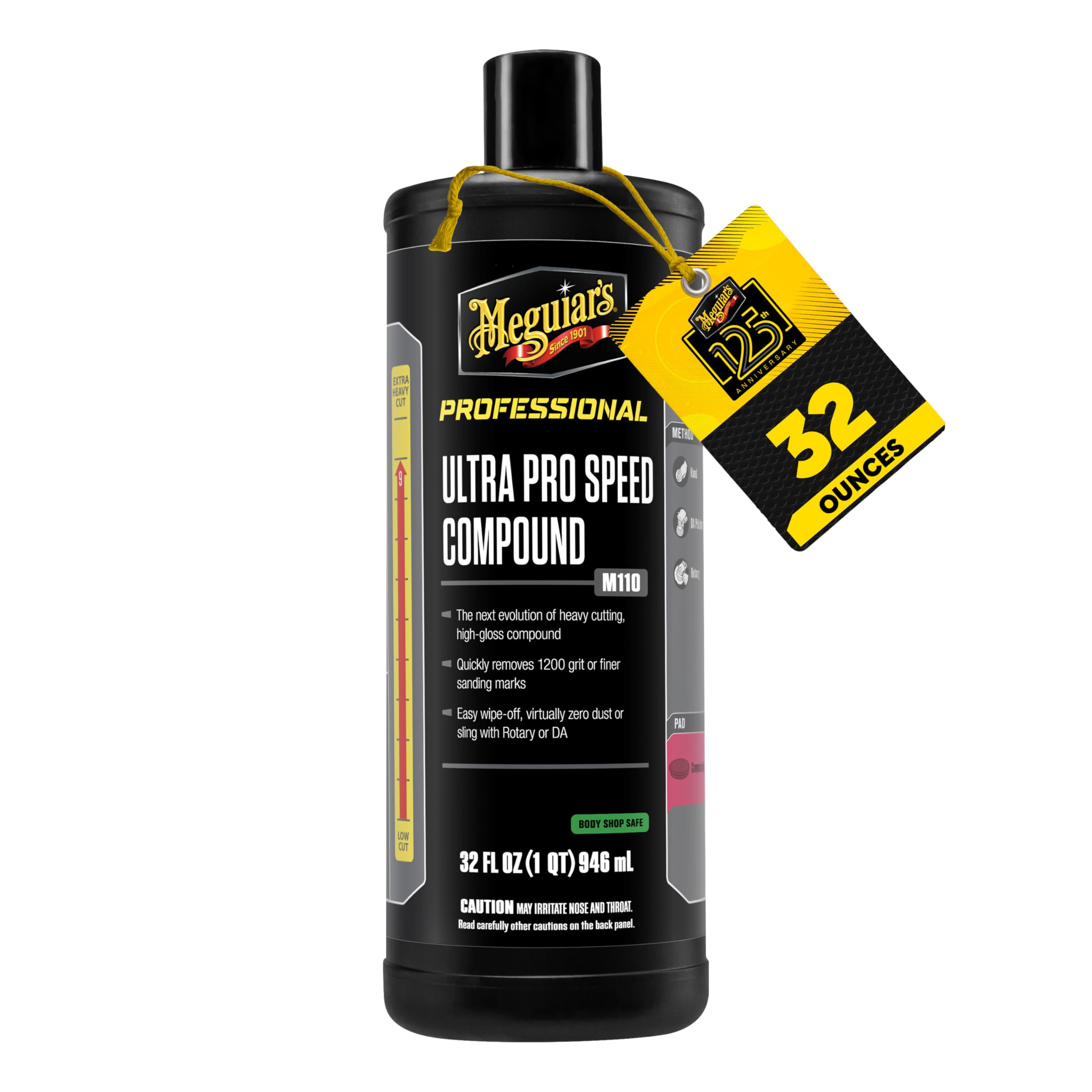 Mirror Glaze Meguiar's M11032 Ultra Pro Speed Compound, Rubbing Compound for Cars Removes Up to 1,200 Grit Sanding Marks and Leaves a Swirl-Free, High-Gloss Finish, 32 Oz or 1 Gal