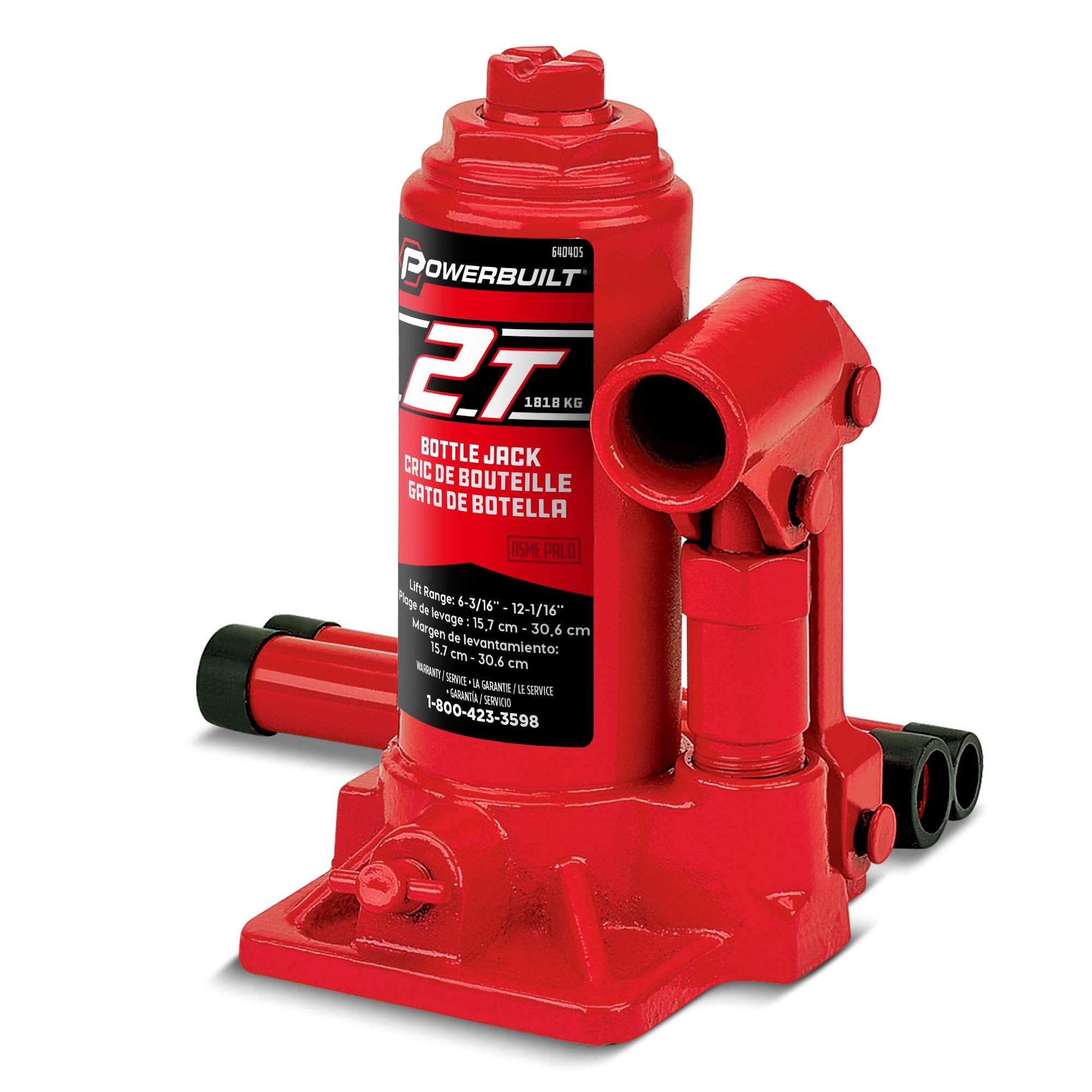 Powerbuilt Alltrade Heavy Duty 2-Ton Bottle Jack, 4000-Pound Capacity Hydraulic Car Lift, Vehicles, Trucks, Red 640405