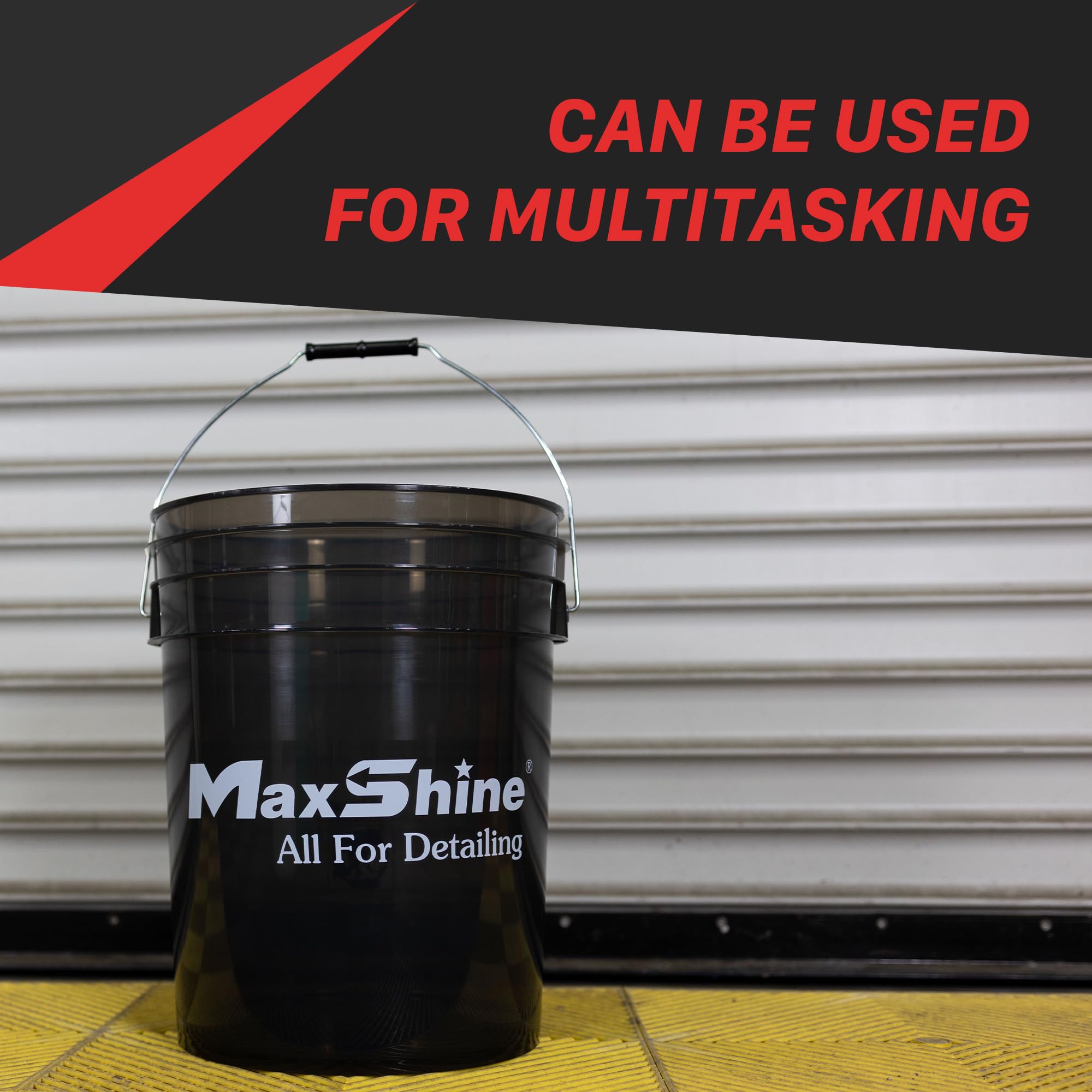 5gal Maxshine Universal Red Detailing Bucket – Car Wash Bucket for Scratch-Free Washing, Garage Storage & Detailing Tools – Holds Soap, Foam Cannon, Microfiber Towels & More