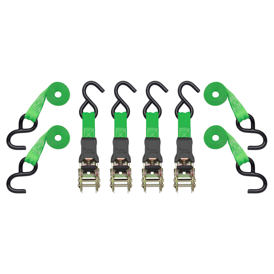4-Pack SmartStraps 155 10ft Padded Ratchet Straps GRN (Bulk) 1,500lb