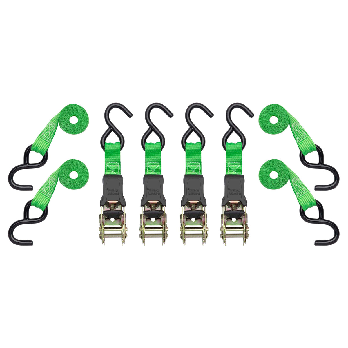 4-Pack SmartStraps 155 10ft Padded Ratchet Straps GRN (Bulk) 1,500lb