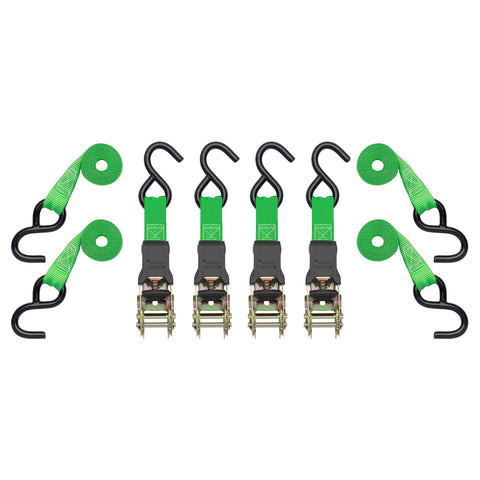 4-Pack SmartStraps 155 10ft Padded Ratchet Straps GRN (Bulk) 1,500lb
