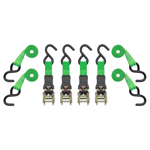 4-Pack SmartStraps 155 10ft Padded Ratchet Straps GRN (Bulk) 1,500lb