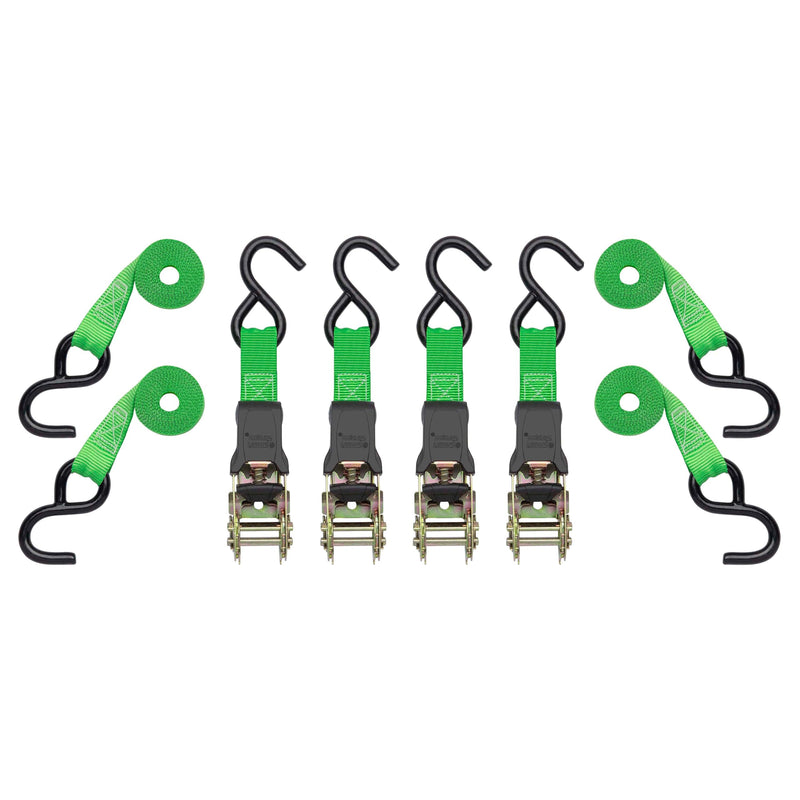 4-Pack SmartStraps 155 10ft Padded Ratchet Straps GRN (Bulk) 1,500lb