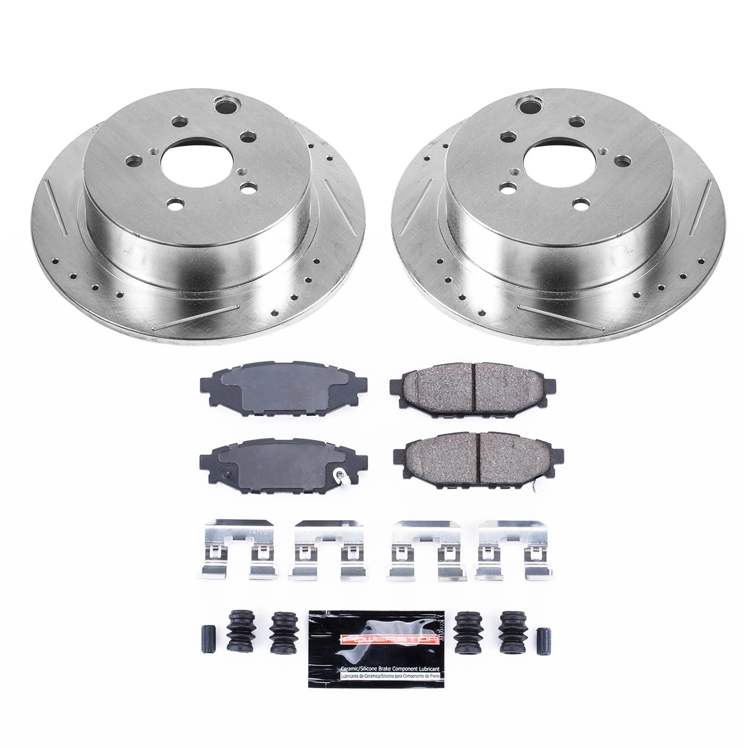 Power Stop K6107 Z23 Carbon-Fiber Pads Rear with Drilled and Slotted Brake Rotors Kit For 2016-2022 Subaru Crosstrek | 2014-2018 Forester 2.5L | 2012-2022 Impreza | 2013-2015 XV Crosstrek
