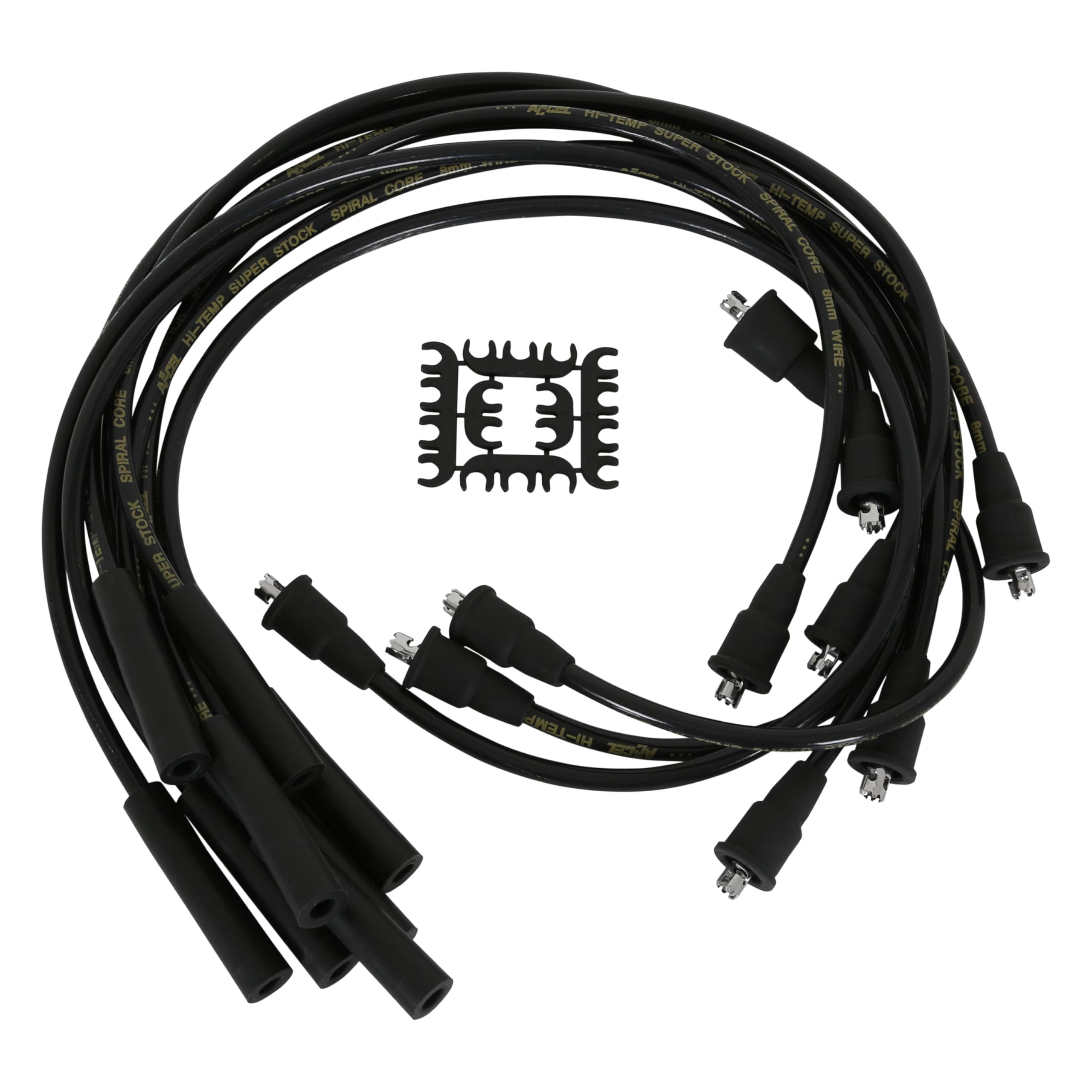 8mm ACCEL Super Stock Spiral Custom Spark Plug Wire Set Black 5047K