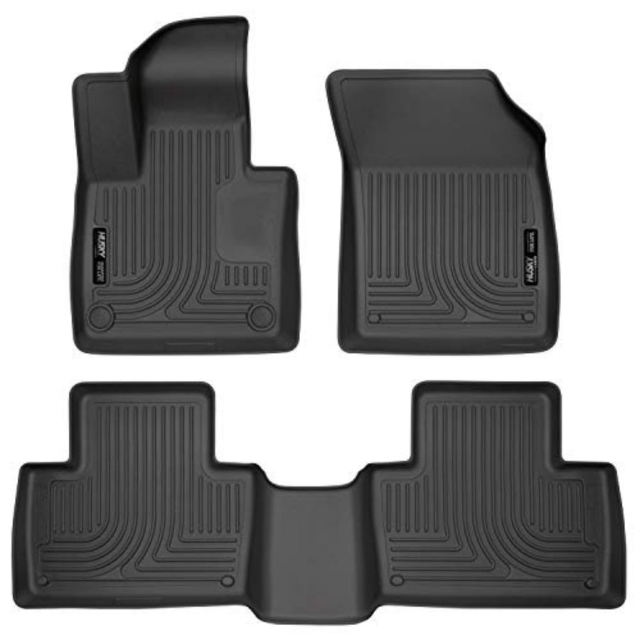 Weatherbeater Husky Liners Floor Mats | Fits 2016-2025 Volvo XC90 (Will NOT Fit Plug-in Hybrid Models) | Front & 2nd Row, 3-pc Black - 95601