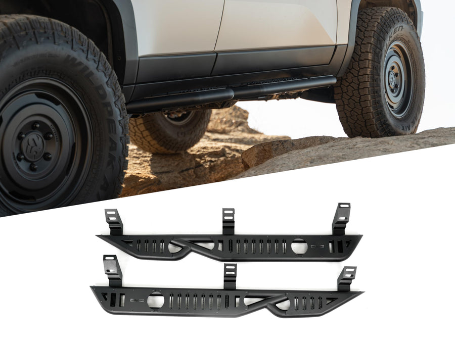 DV8 Offroad Side Steps OE Plus for 2024+ Toyota Land Cruiser | Anti-Slip Design | Protection from Light Trail Debris | Retains OEM Ground Clearance | Fully Bolt-On | Powder Coated