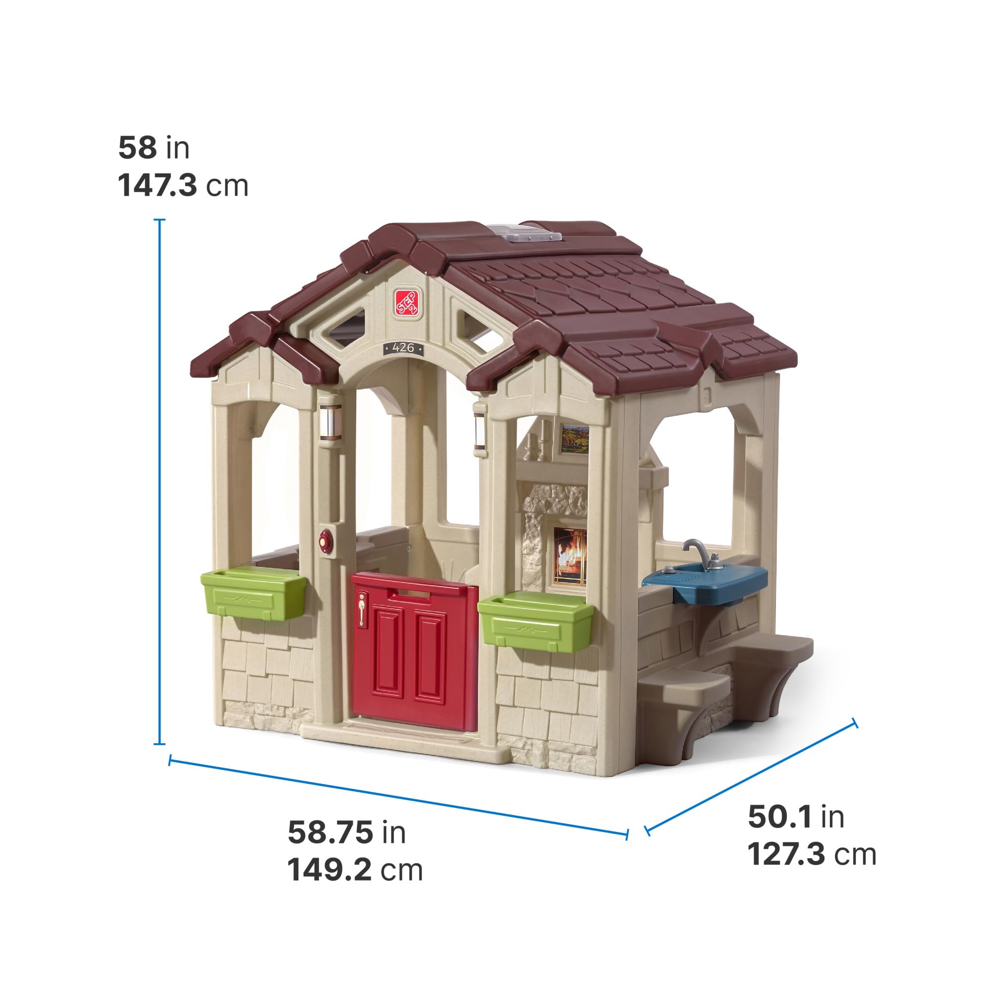 Step2 Kids Charming Cottage Playhouse, Indoor and Outdoor Clubhouse Playset, Interactive Sounds, Toddlers 2+ Years Old, Easy to Assemble