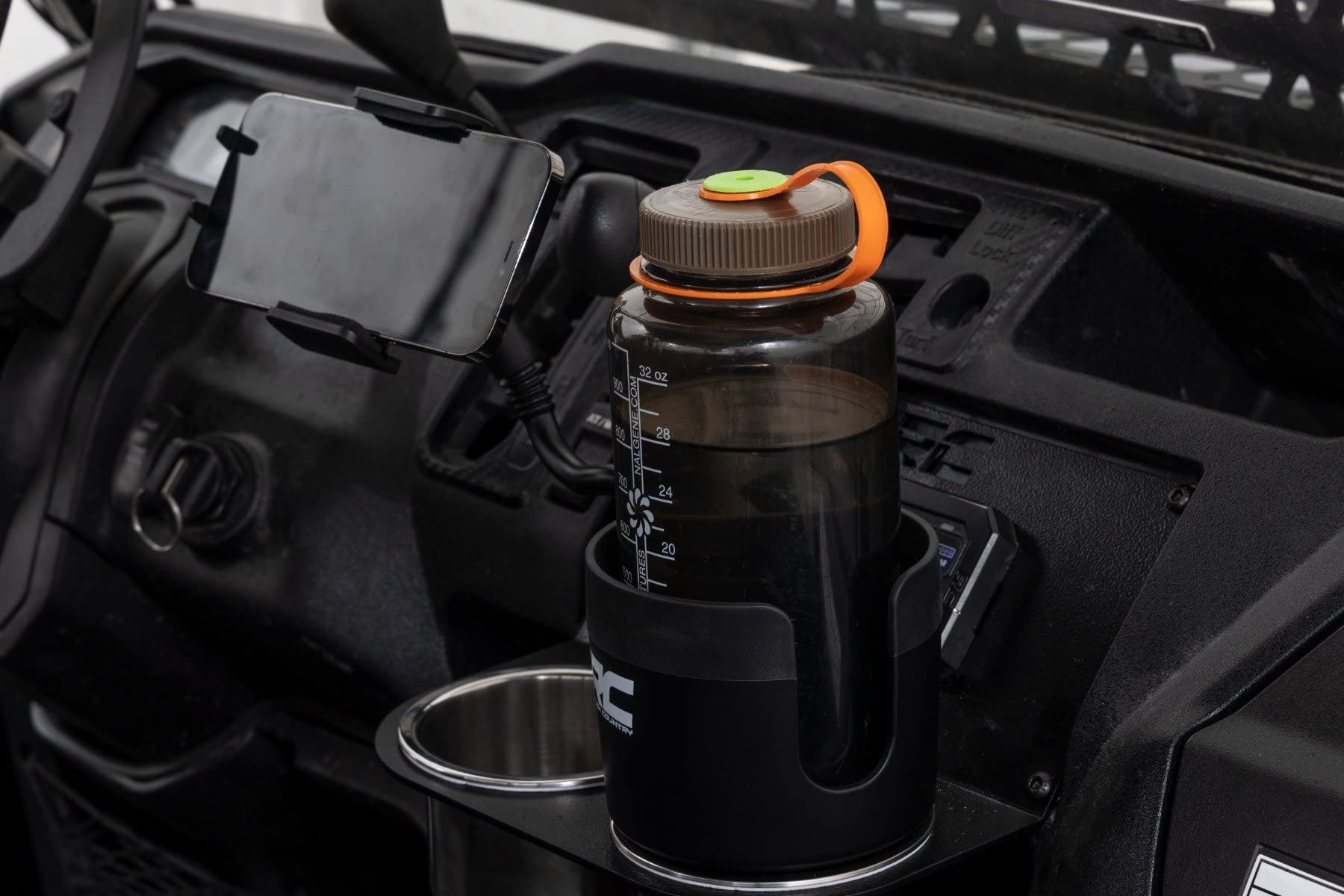 2 in 1 Rough Country Expanding Cup and Phone Holder - J5054, Black, 2.69in - 3.9in Diameter
