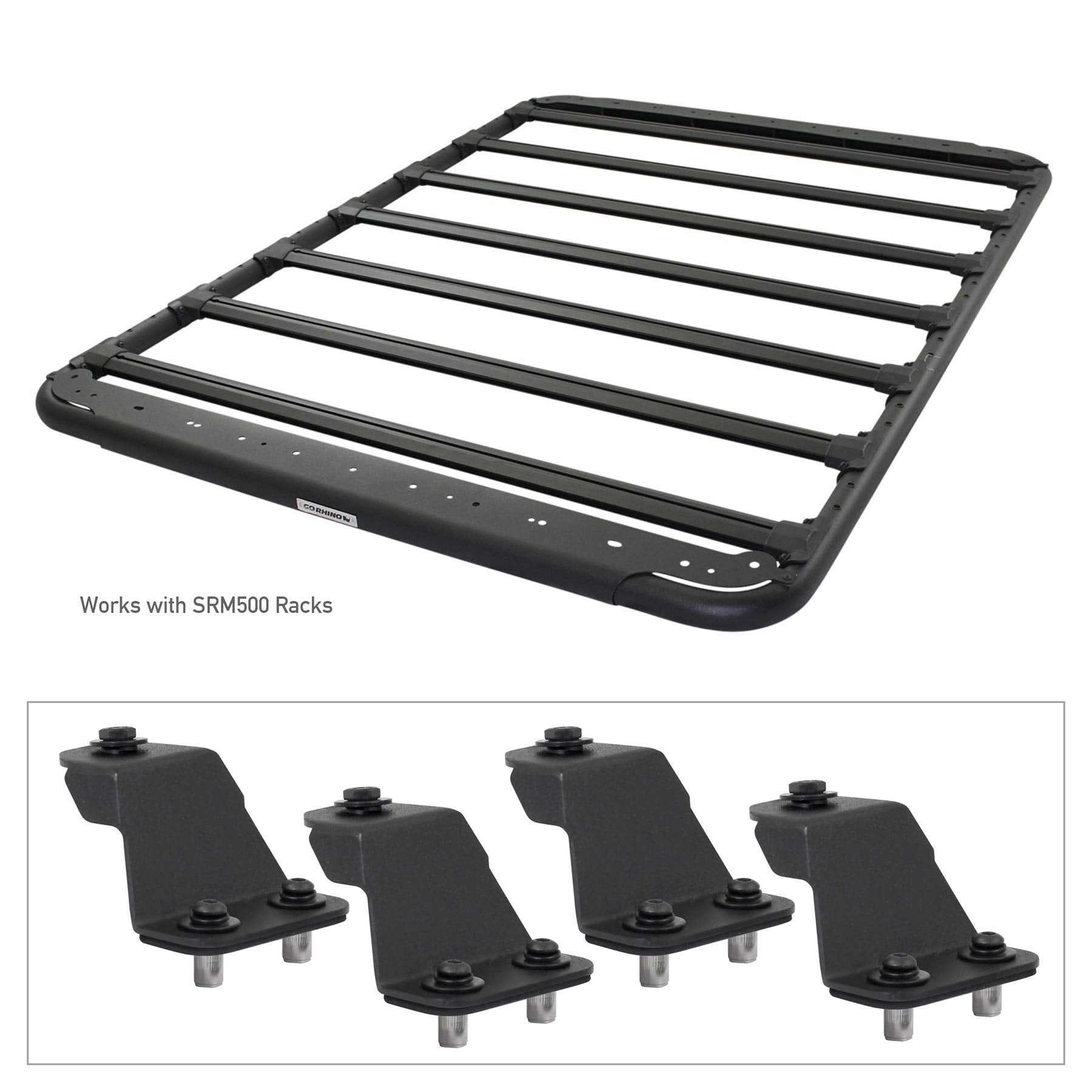 Go Rhino Mounting Kit SRM - 4 Fixed Mounts | Mild Steel, Textured Black | 5910001T | Fits Go Rhino SRM300, SRM400, SRM500, & SRM600 Roof Racks