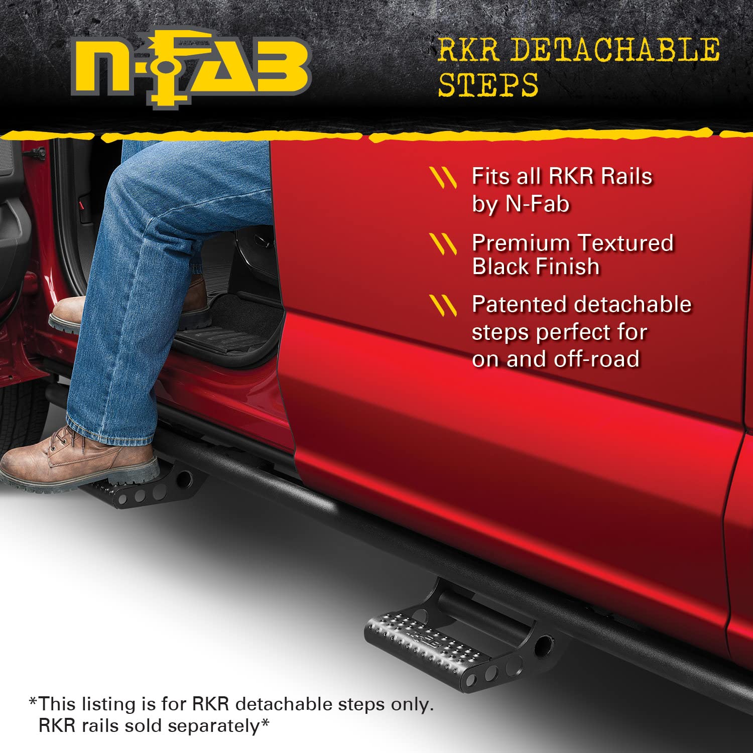 Toyota Tacoma RealTruck RKR Rails | Cab Length, Tubular Steel, Textured Black | T054RKRCC | Fits 2005 - 2015 Double Cab