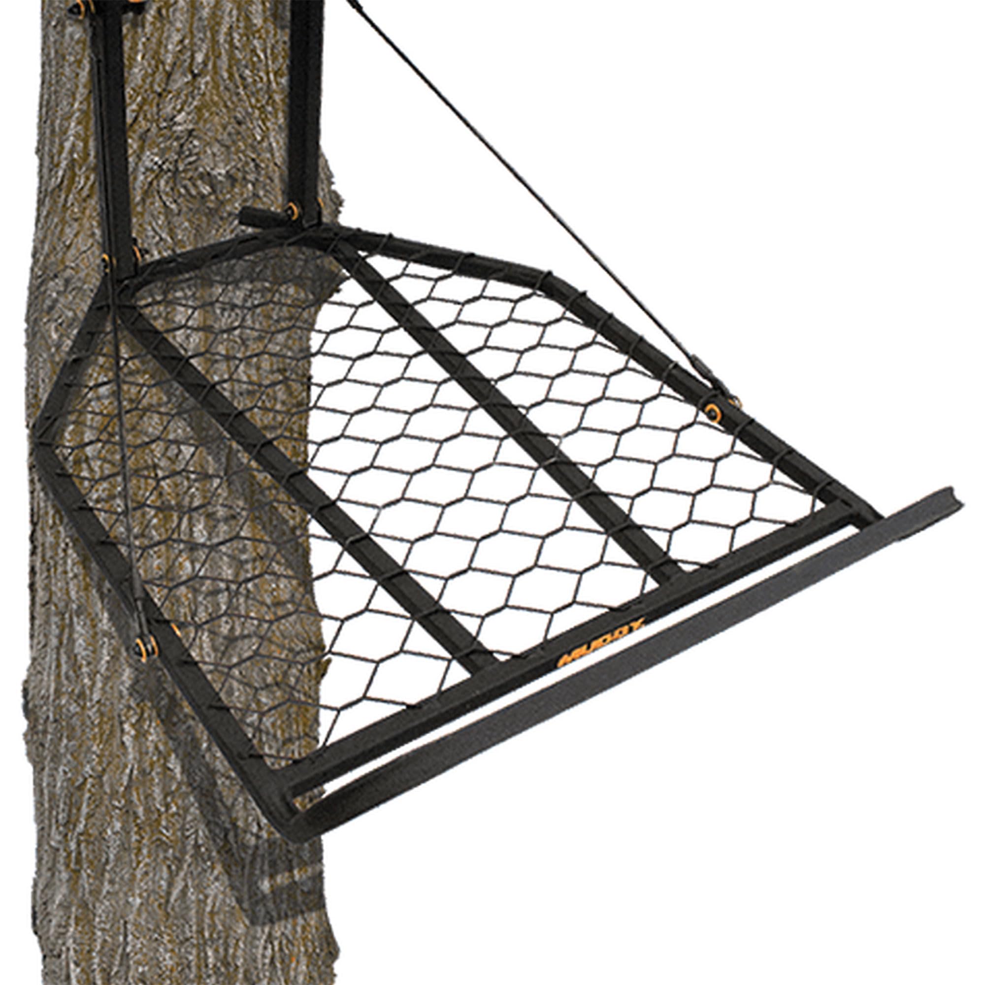 The Boss XL MUDDY 1 Person Hang-On Tree Stand, Deer Hunting Stand with Silent Straps, FlexTek Seat and Extra Wide Platform, Black