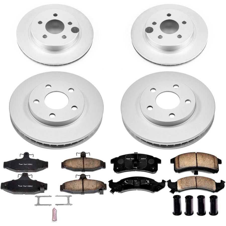 Power Stop CRK1535 Brake Rotor Coated and Ceramic Brake Pads- Front & Rear For Chevrolet Camaro 1994-1997, Pontiac Firebird 1994-1997 [Model Specific]