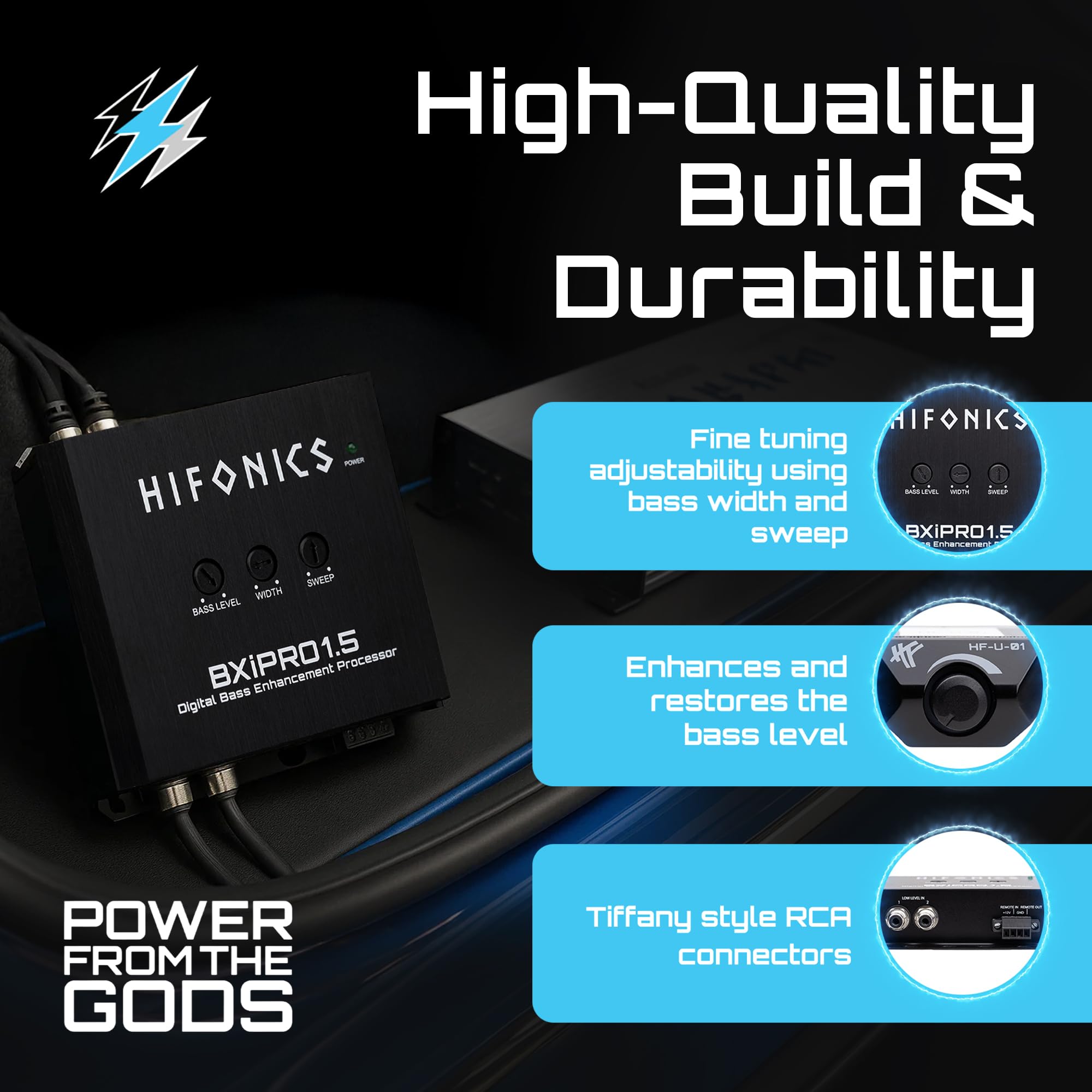 Hifonics Bass Enhancer BXIPRO1.5, Digital Processor with Dash Mount Remote Control, Integration with Any Vehicle for Upgraded Subwoofer System, Black