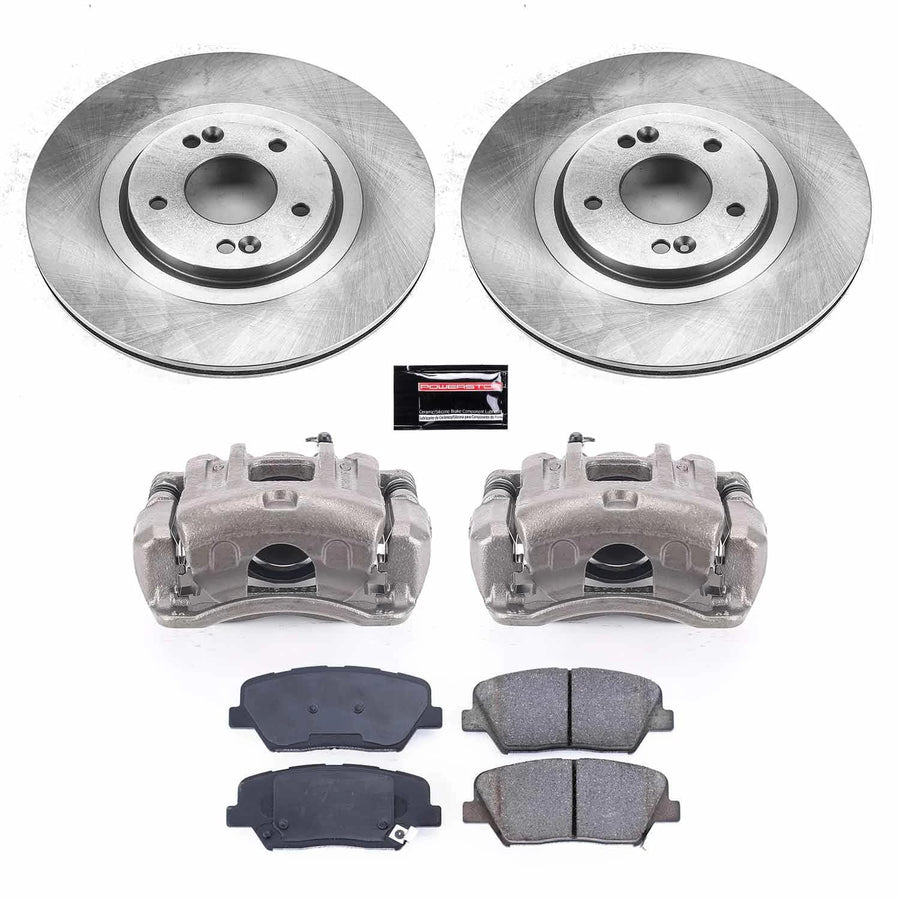 Power Stop KCOE7064 Replacement Autospeciality Front Caliper Kit- OE Rotors, Ceramic Brake Pads, Calipers For Hyundai Santa Fe Sport 2013-2016, Kia Sorento 2014-2020 [Model Specific]