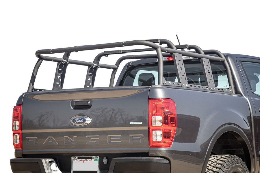 2019-2022 Ranger Truck Bed Rack for Off Road, Overland, Kayak, Camping, Contractor, Pickup, Ladder, Lumber, Utility, Kayak Black