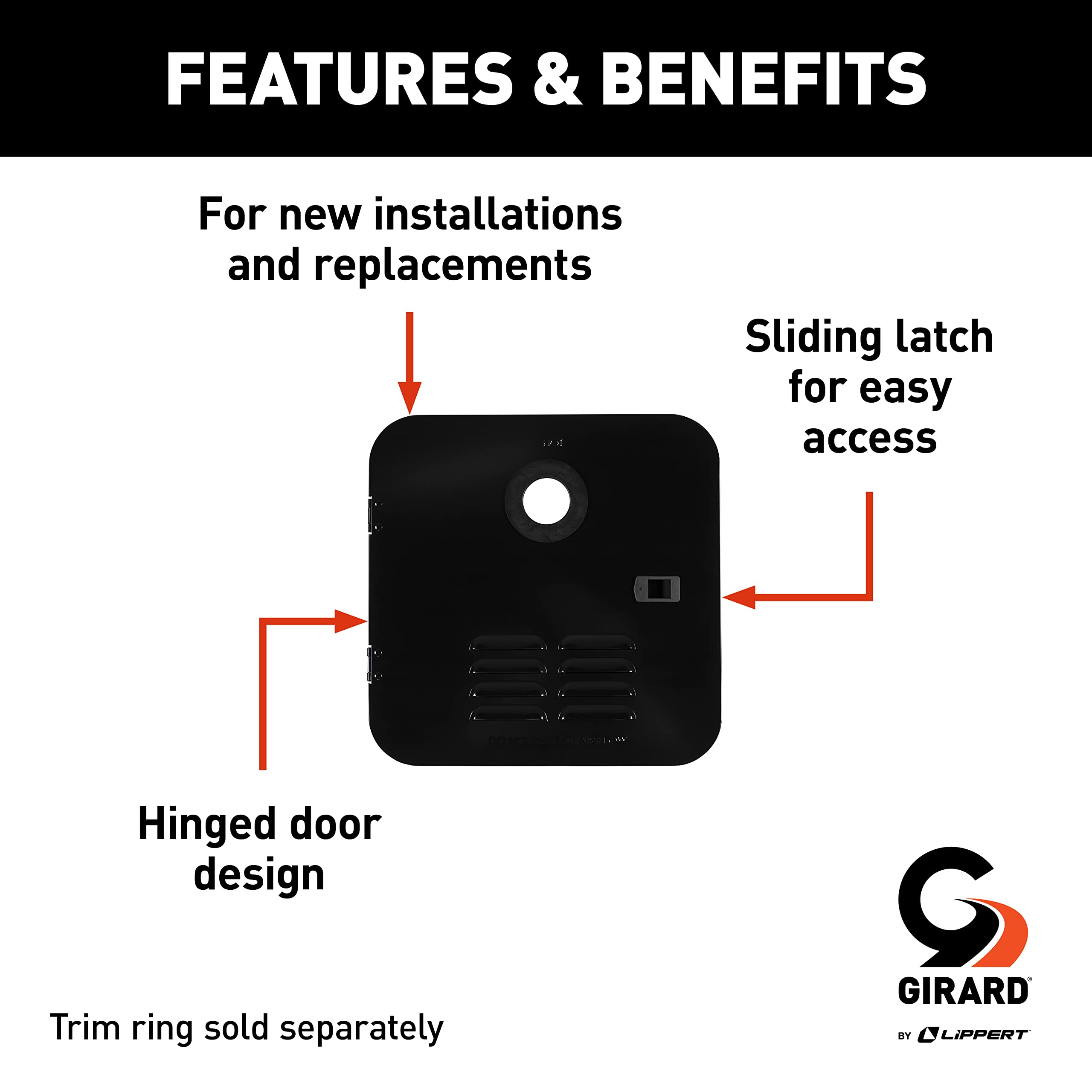 RV Water Heater Door Installation Kit Girard Products Llc - Black