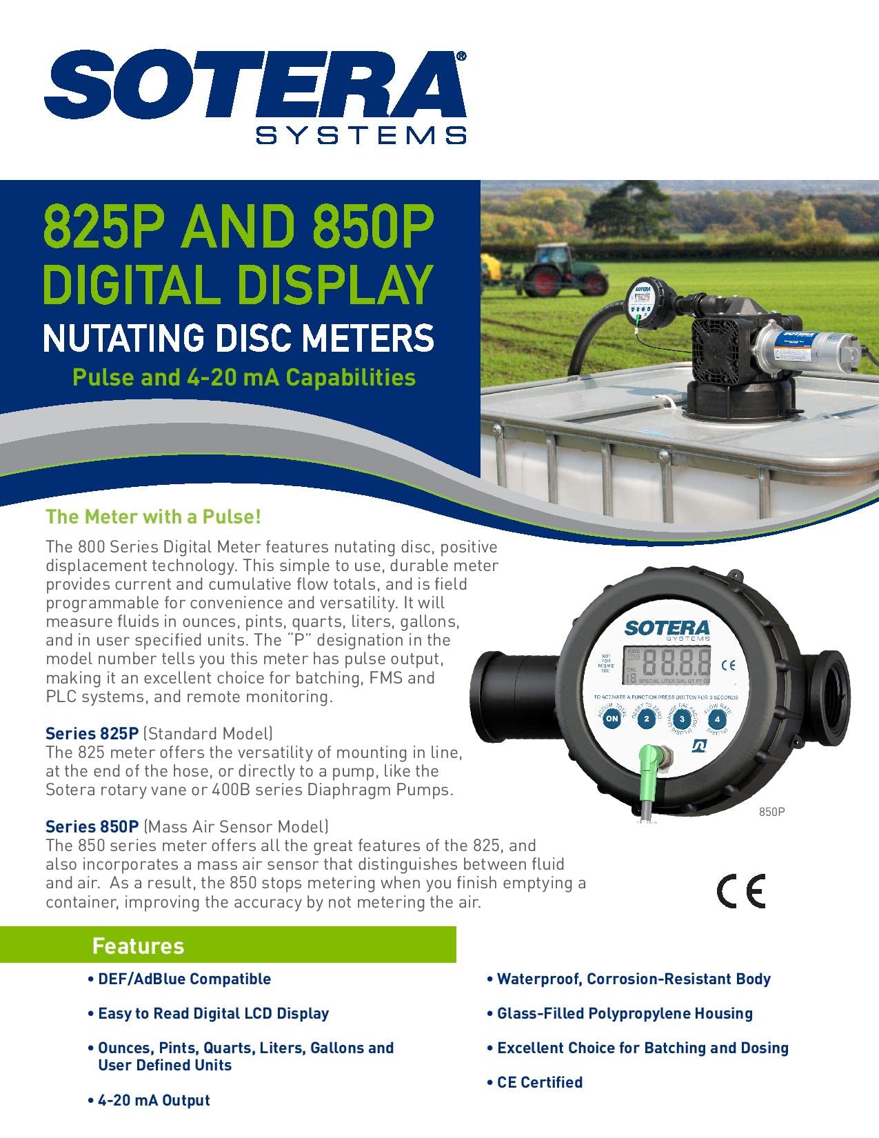 850 Sotera 1" 2-20 GPM Digital Chemical Transfer Meter w/Air Sensor