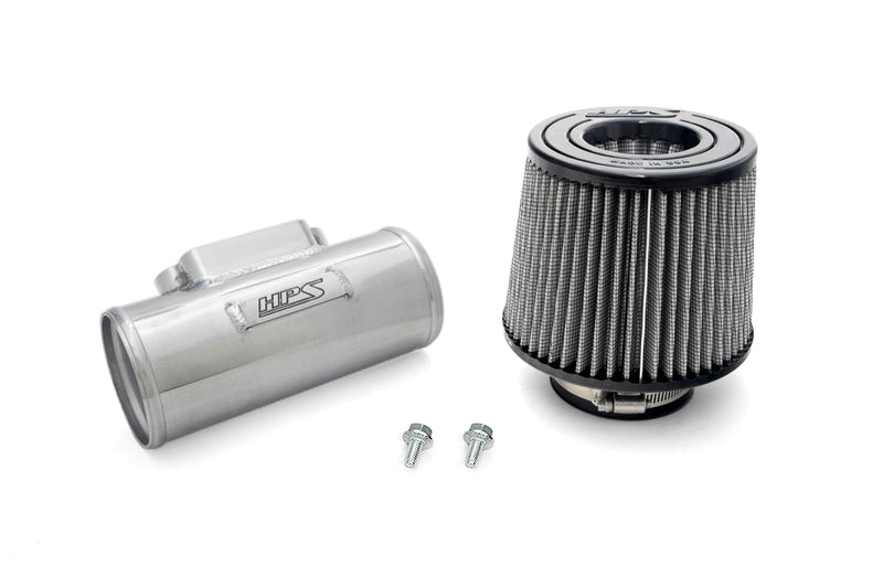 HPS 3" Polished Aluminum MAF Sensor Housing with HPS-4341 Dual-Cone Air Filter Compatible for Lexus Toyota 2JZ 1MZ 1UZ Engine, MAFT-1606
