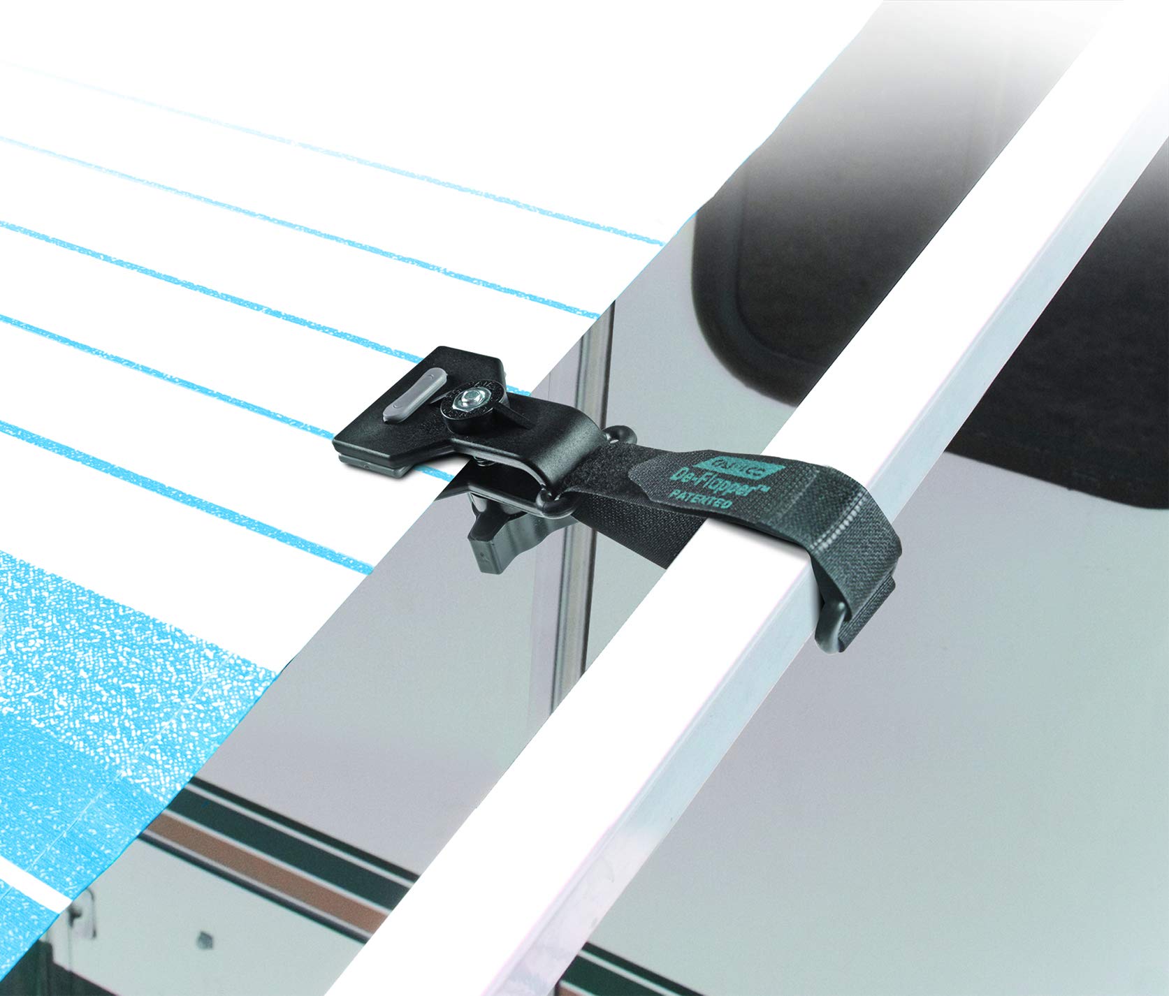 RV Awning De-Flapper Camco | Features a 2-Inch Wide Clamp with Soft Grippers, a Durable Nylon Design, and a 13-Inch Strap Length | 2-Pack (42061)