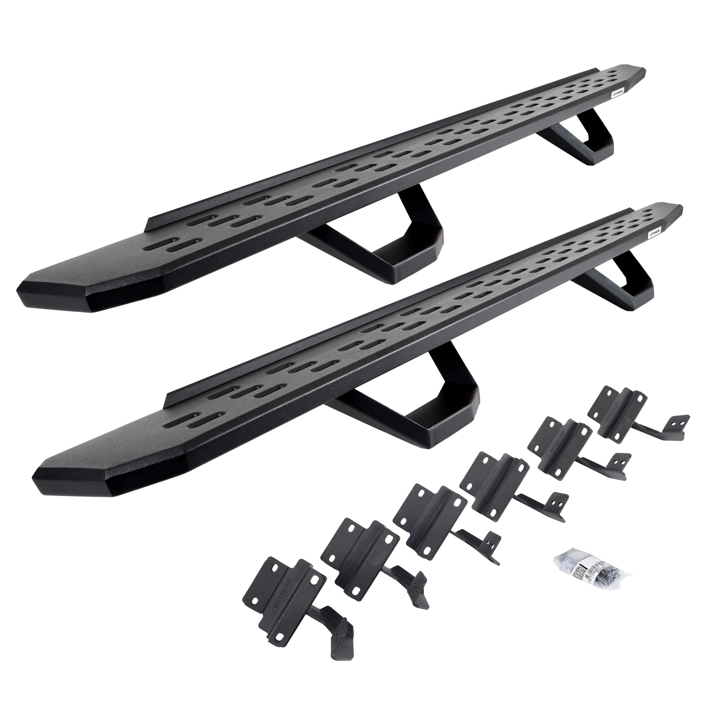 Go Rhino Running Boards RB30, Brackets, & 2 Pair of Drop Steps | Galvanized Steel, Textured Black | 6961508720PC | Fits 2004-2014 Ford F-150 Super Crew Pickup