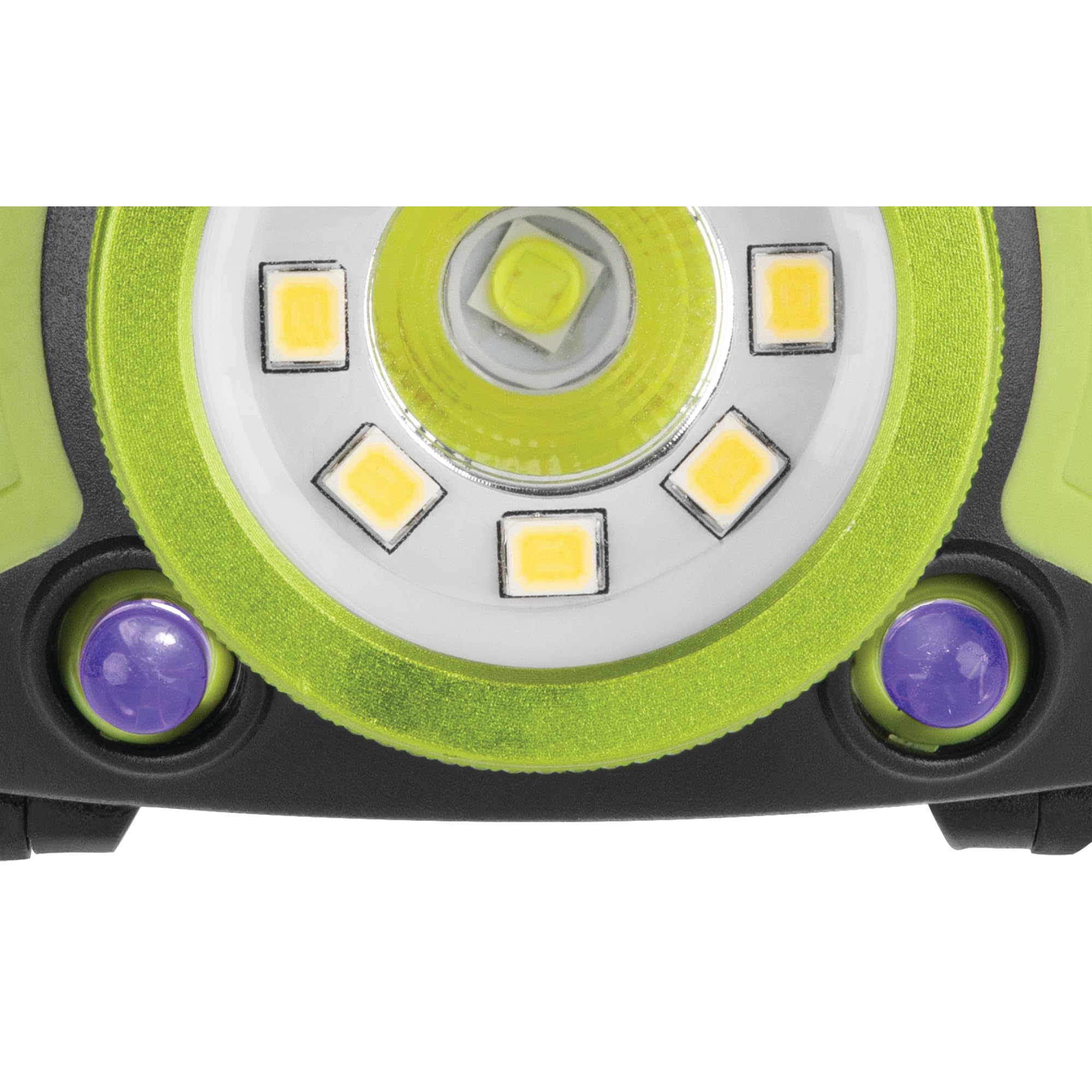W2621 Performance Tool 500+LM Firepoint Dual-Power LED Headlamp - Adjustable Strap, UV Light, Spotlight, Area Light, Li-Ion, Green/Black