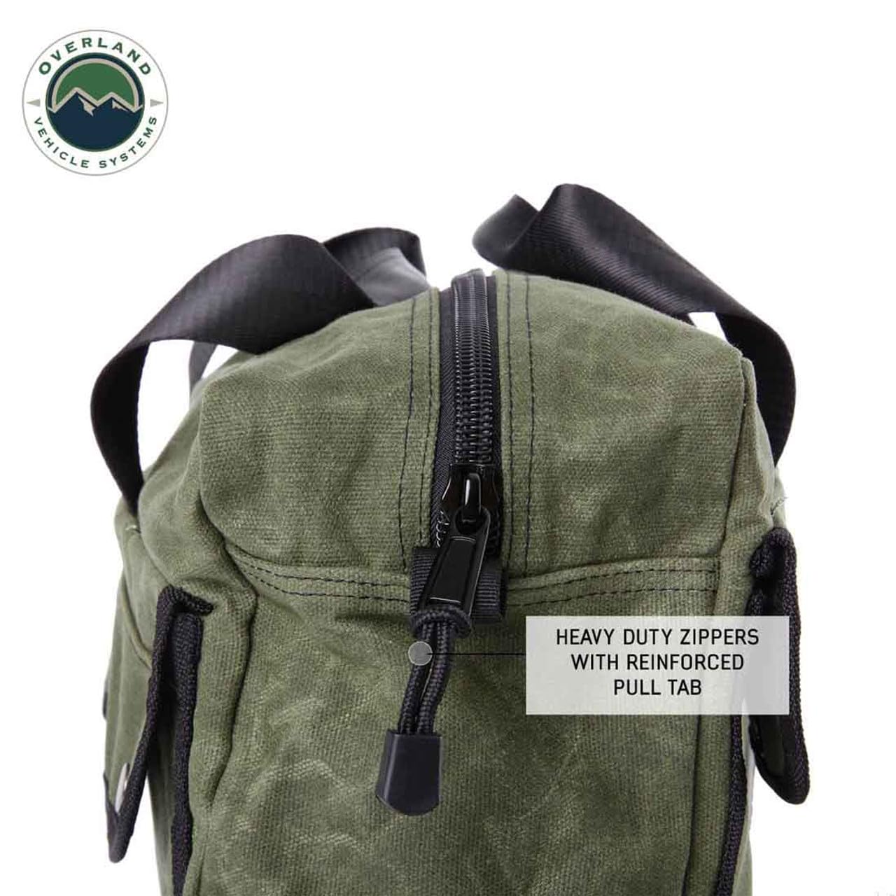 Overland Vehicle Systems Duffle Bag Small With Handle And Straps - #16 Waxed Canvas - Infused with Paraffin Wax Waterproofing - Tear Resistant Fabric