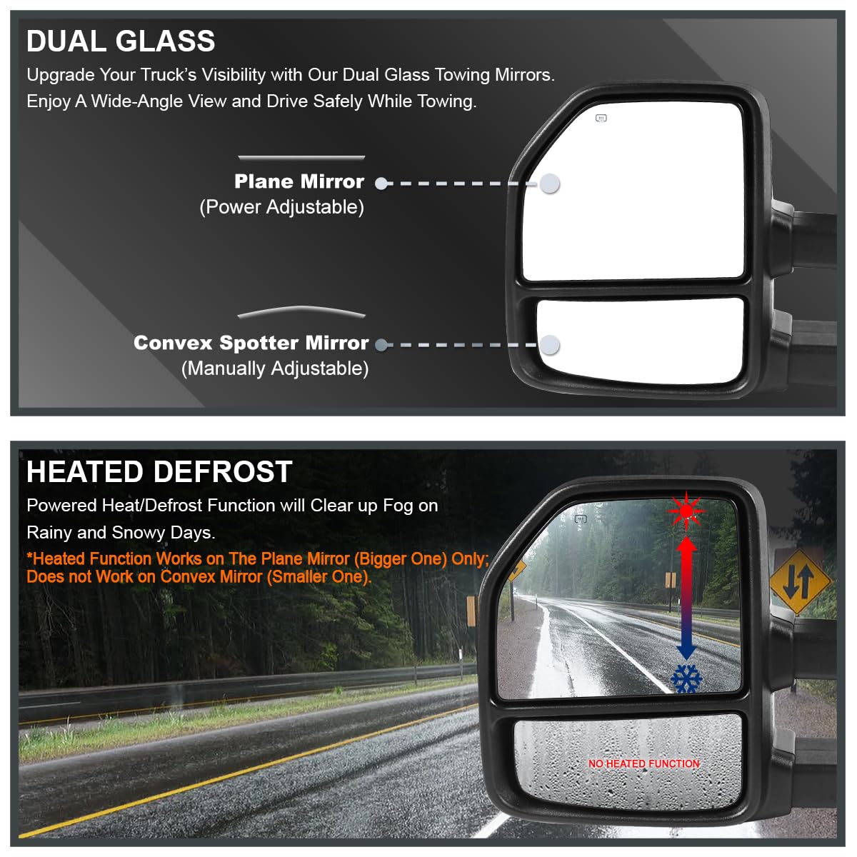Spec-D Tuning Telescoping Power Heated Towing Side Mirrors Smoke LED Signal Compatible with 2004-2006 Ford F150 Left + Right Pair