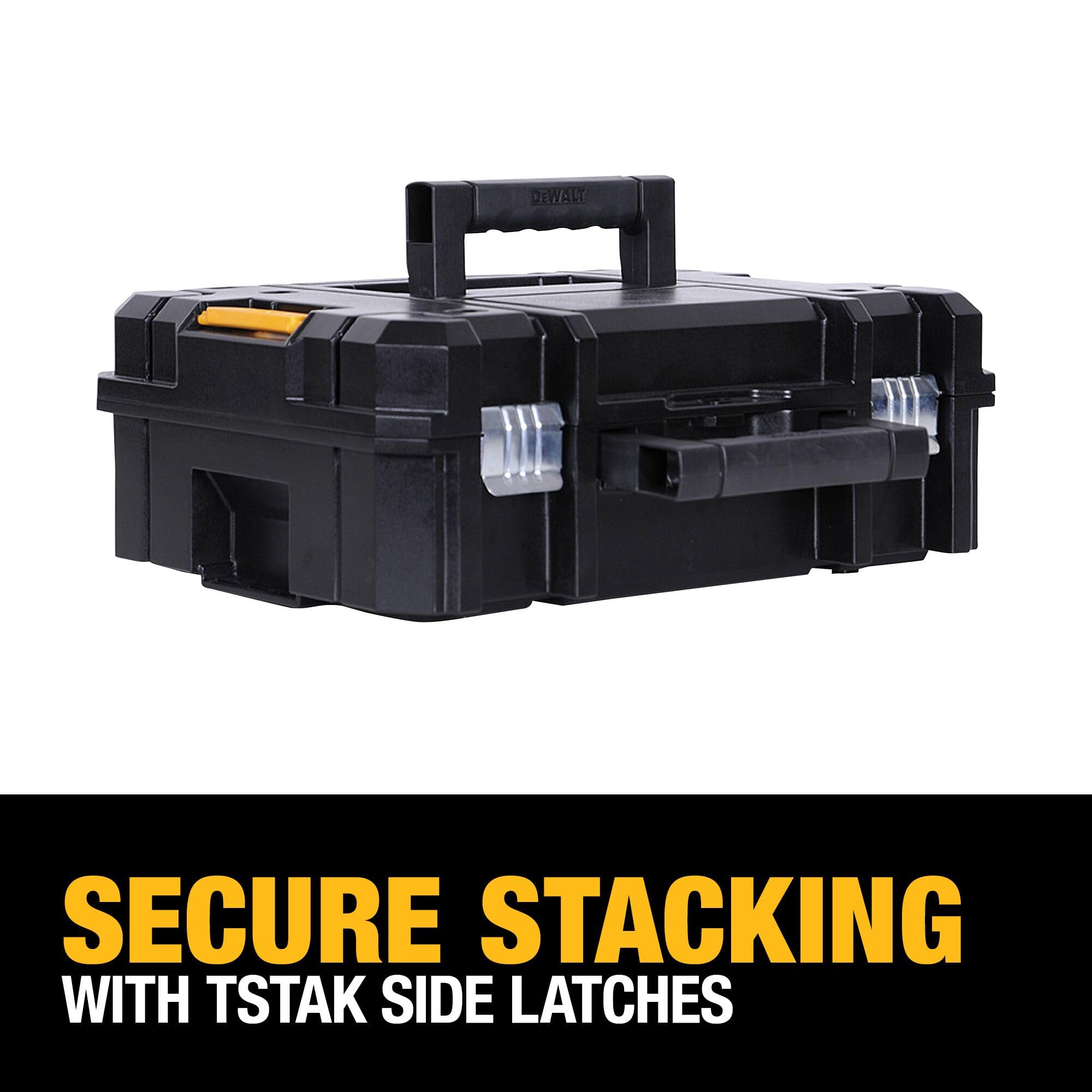 DEWALT Tool Box TSTAK II, Flat Top Storage Case, Organizer Box Holds Up To 66 lbs, Flexible Platforms for Stacking, 13 Inch (DWST17807)