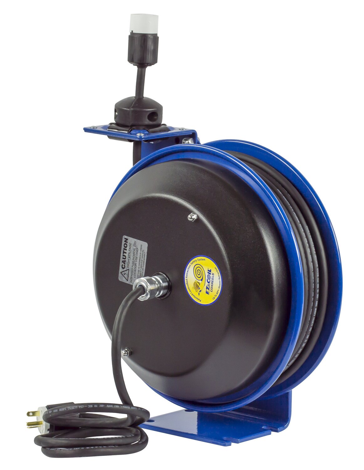 Coxreels Power Cord Reel EZ-Coil Safety Series with Single Receptacle - 50 Ft., Model# EZ-PC13-5012-A