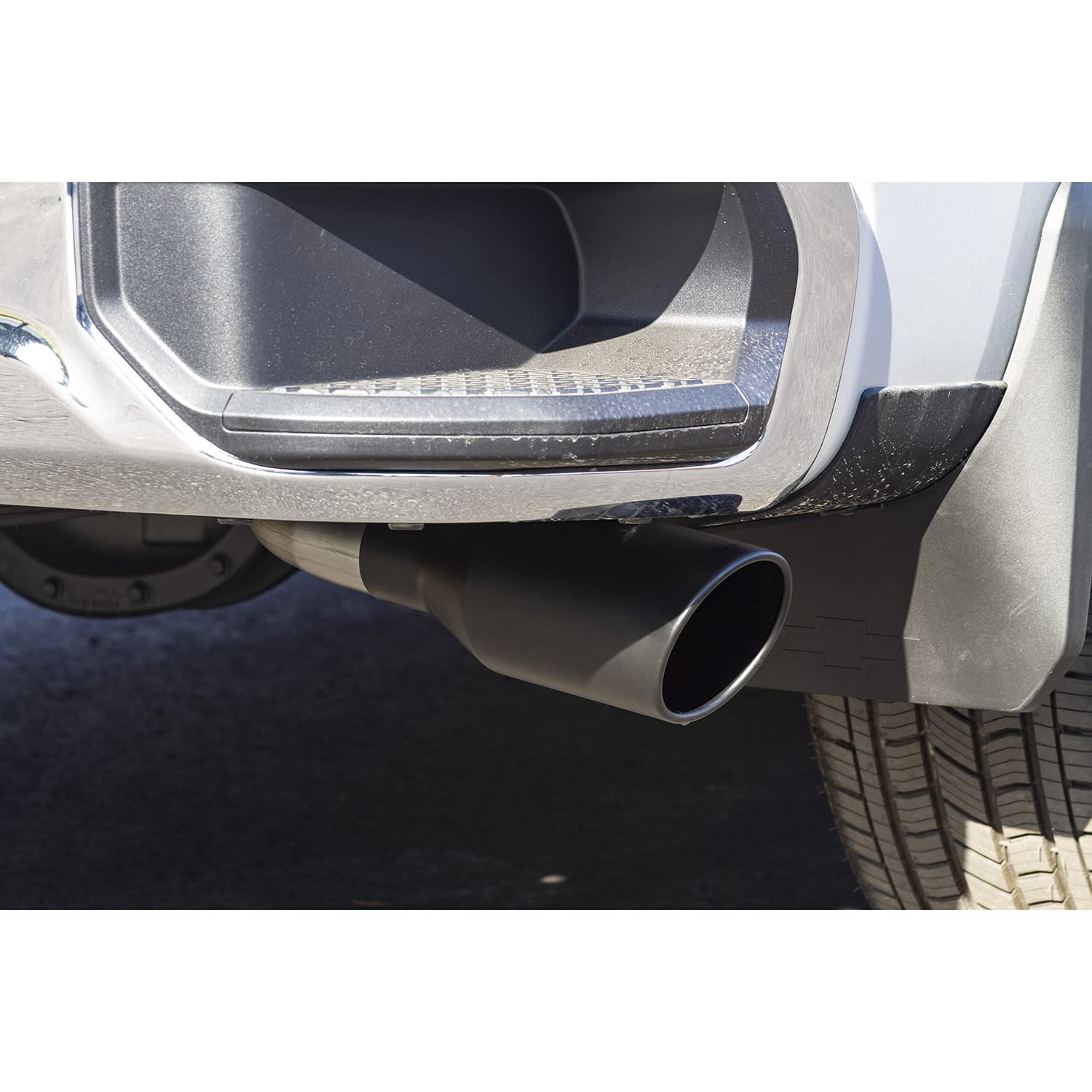 Flowmaster 717893 Cat-Back FlowFX Exhaust Kit Dual Side Exit 2.5 Inch 409 Stainless Steel 4.5 Inch Black Ceramic Tips Compatible with 2019-2024 Chevy Silverado GMC Sierra 1500 Crew Double Cab 5.3L