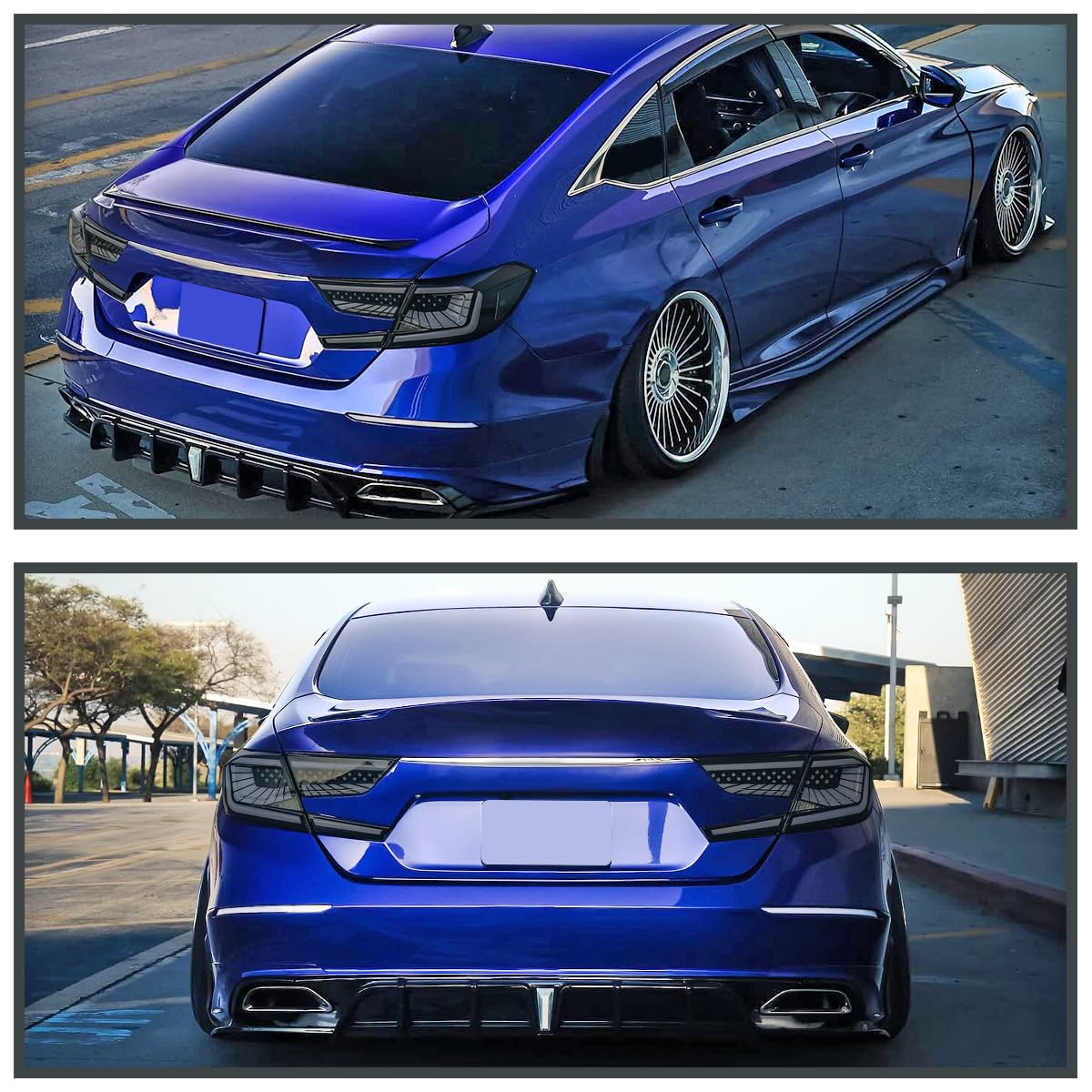 Black Smoke LED Sequential Tail Lights SPEC-D TUNING w/White Light Strips and Startup Animation Compatible with 2018-2022 Honda Accord 4Dr Sedan, Left + Right Pair Assembly