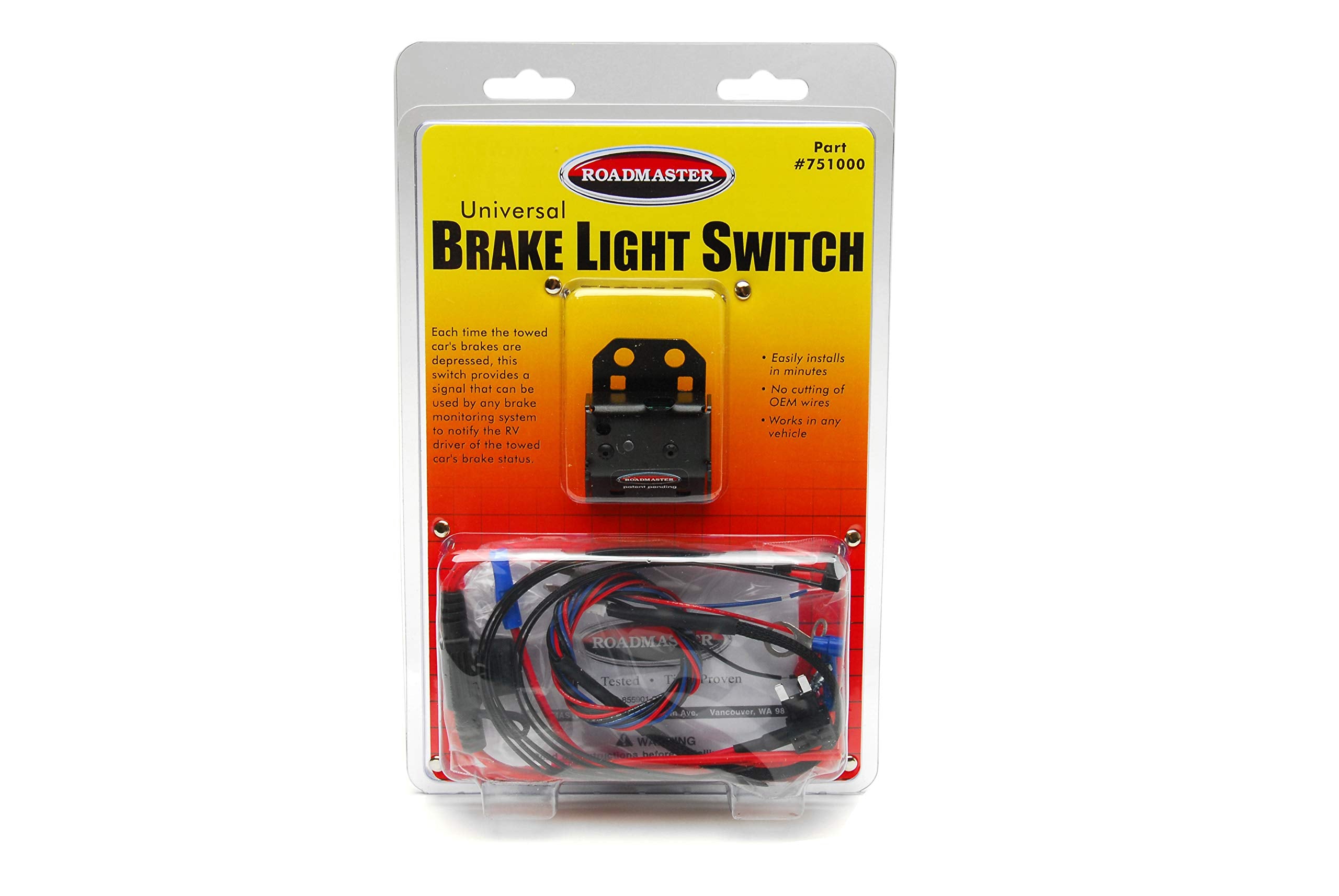 Universal ROADMASTER 751000 Brake Light Switch, Black