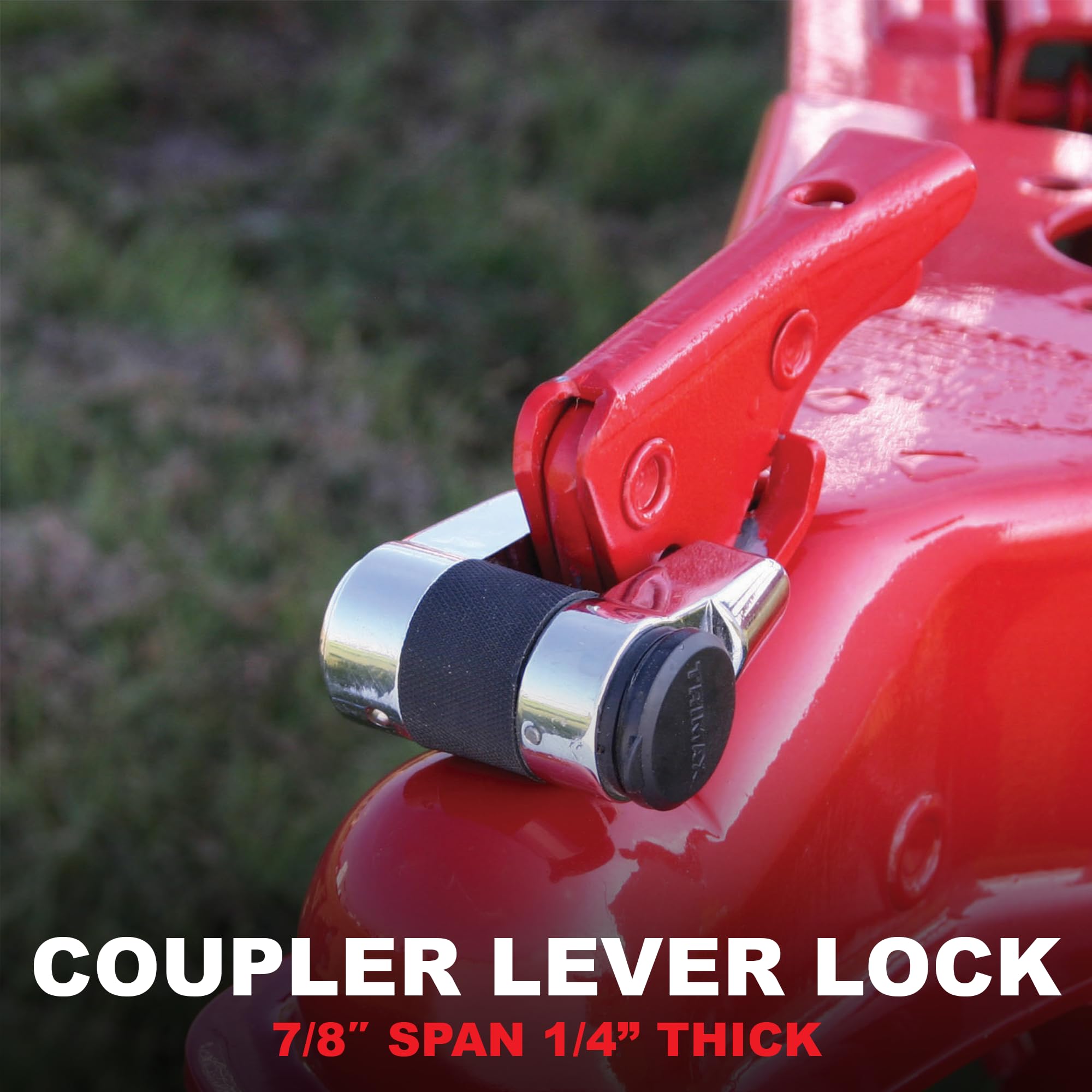 TMC10 – Trimax – 7/8" Key Coupler Lever/Door Latch Lock – Machine-Forged Chrome Steel, Protective Rubber Bumper, Weatherproof Cap, Anti-Theft Security