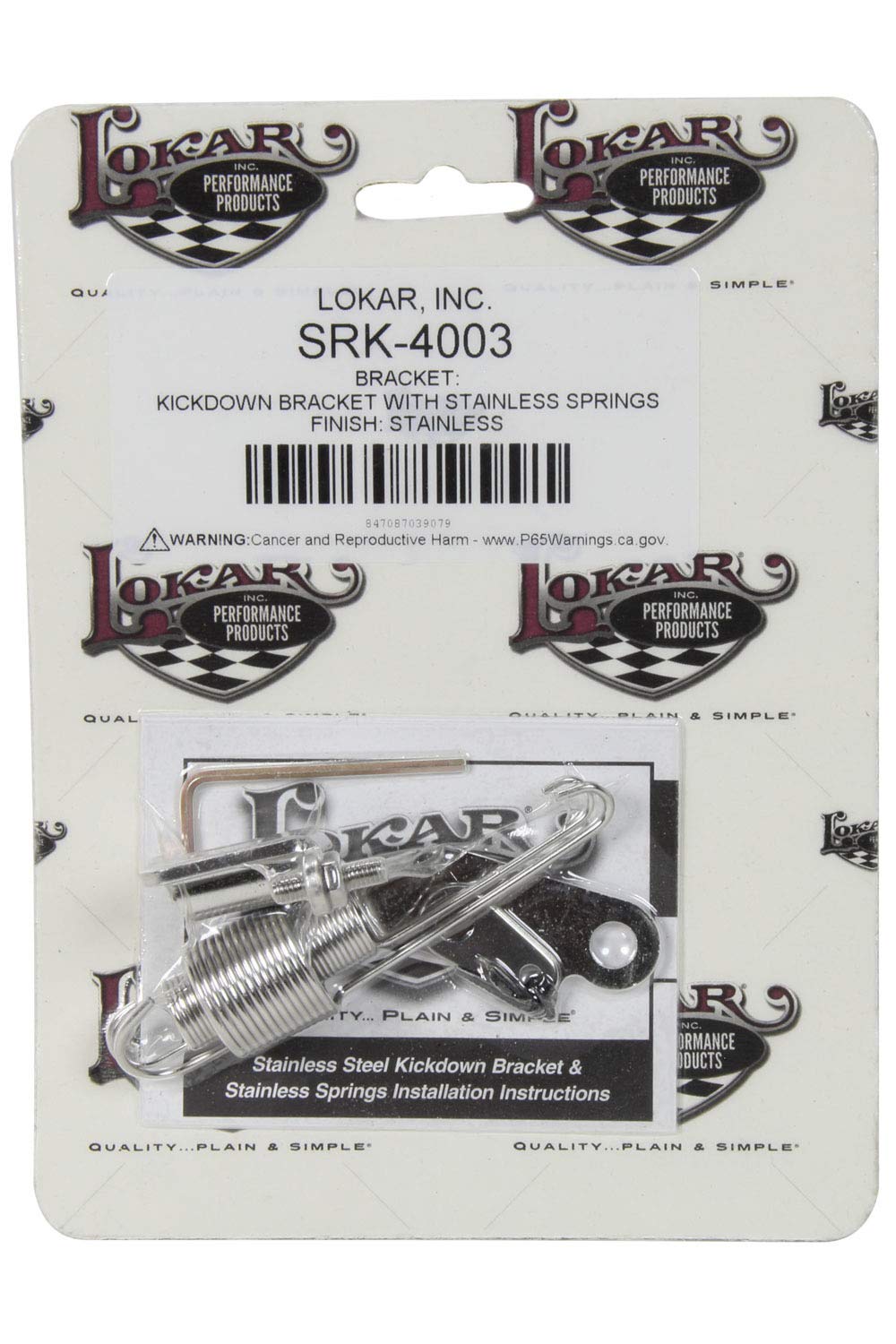 Stainless Steel Kickdown Bracket With Stainless Springs Lokar Performance Products SRK-4003