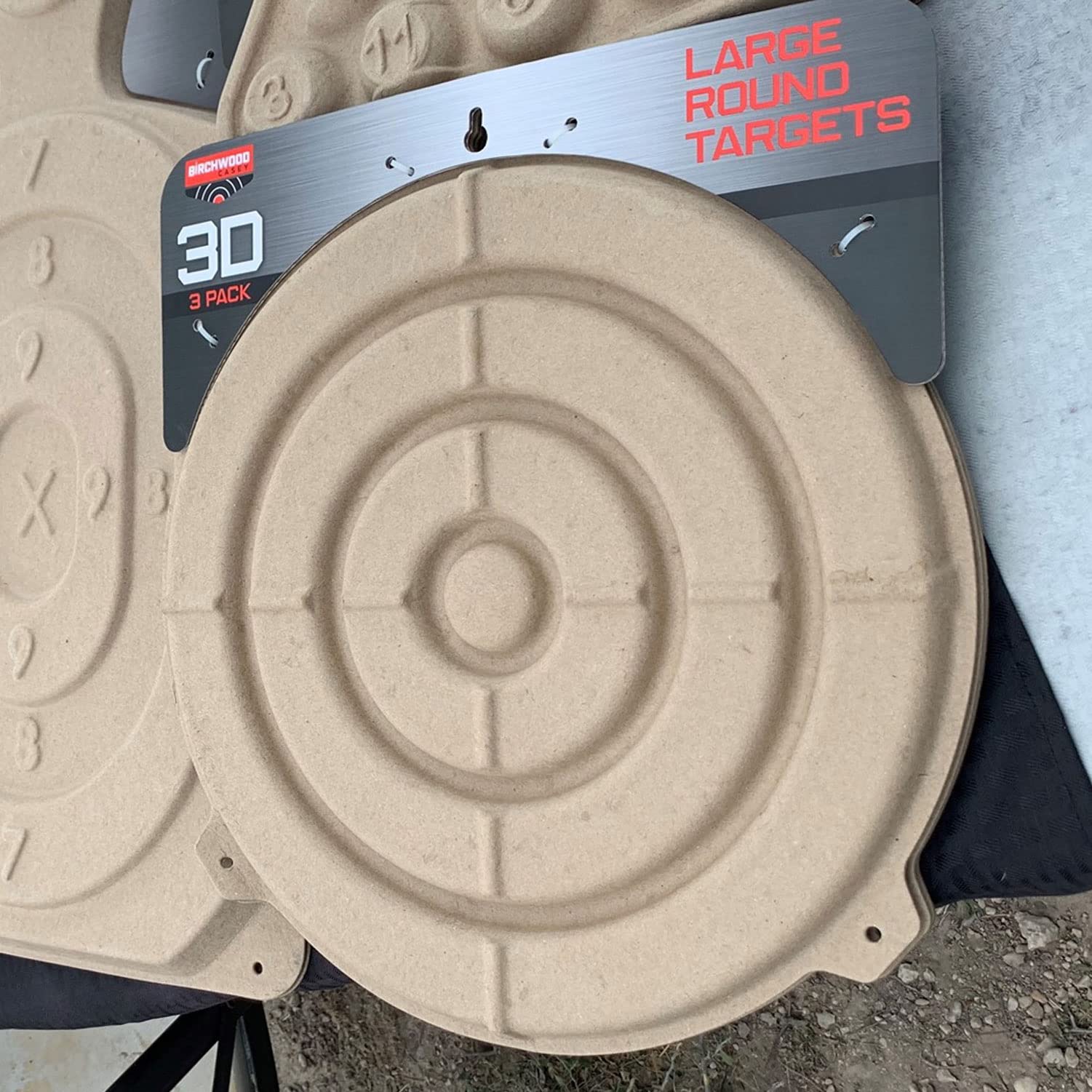 3D Bulls Eye Targets Birchwood Casey | Lightweight Round Shooting Training Targets with Mounting Tab | Pack of 3 | Large